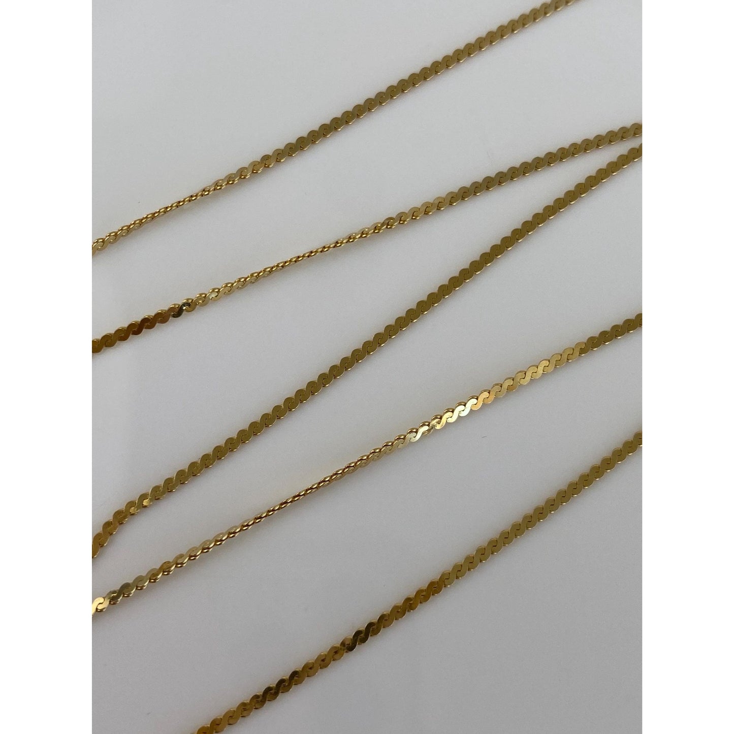 Vintage Solid 14k Yellow Gold Serpentine Chain Necklace - 17.75 inches