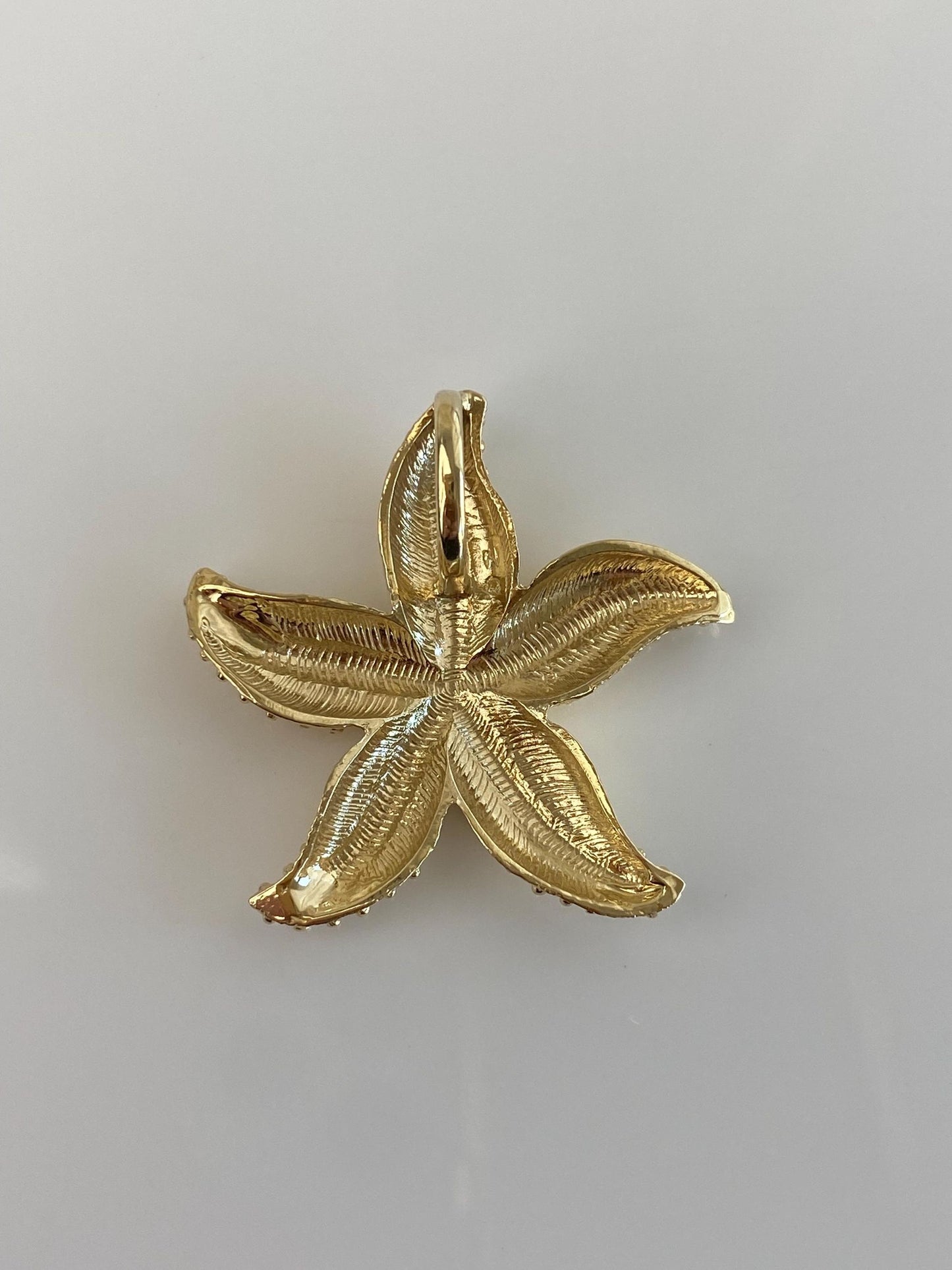 Vintage Solid 14k Yellow Gold Diamond Cut Starfish Slide Charm