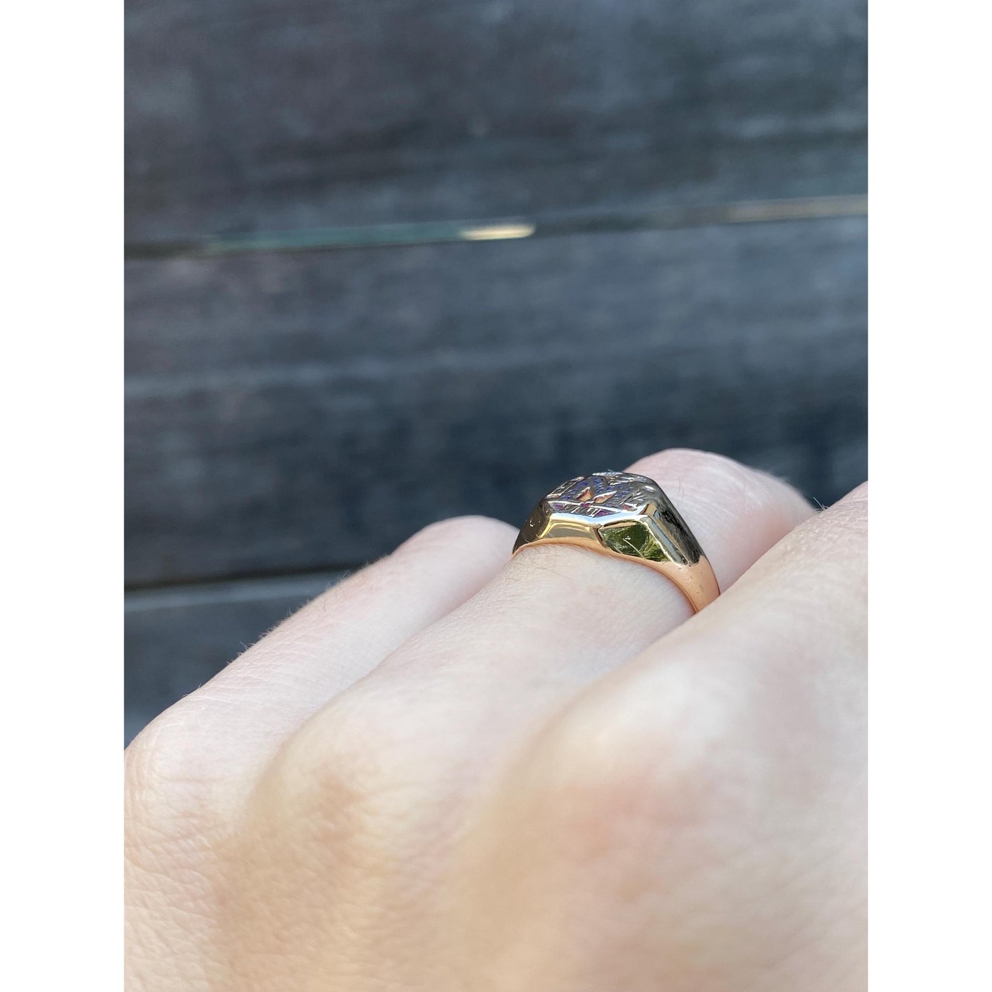 Vintage Solid 10k Yellow Gold 'M' School Signet Ring - Size 4.75