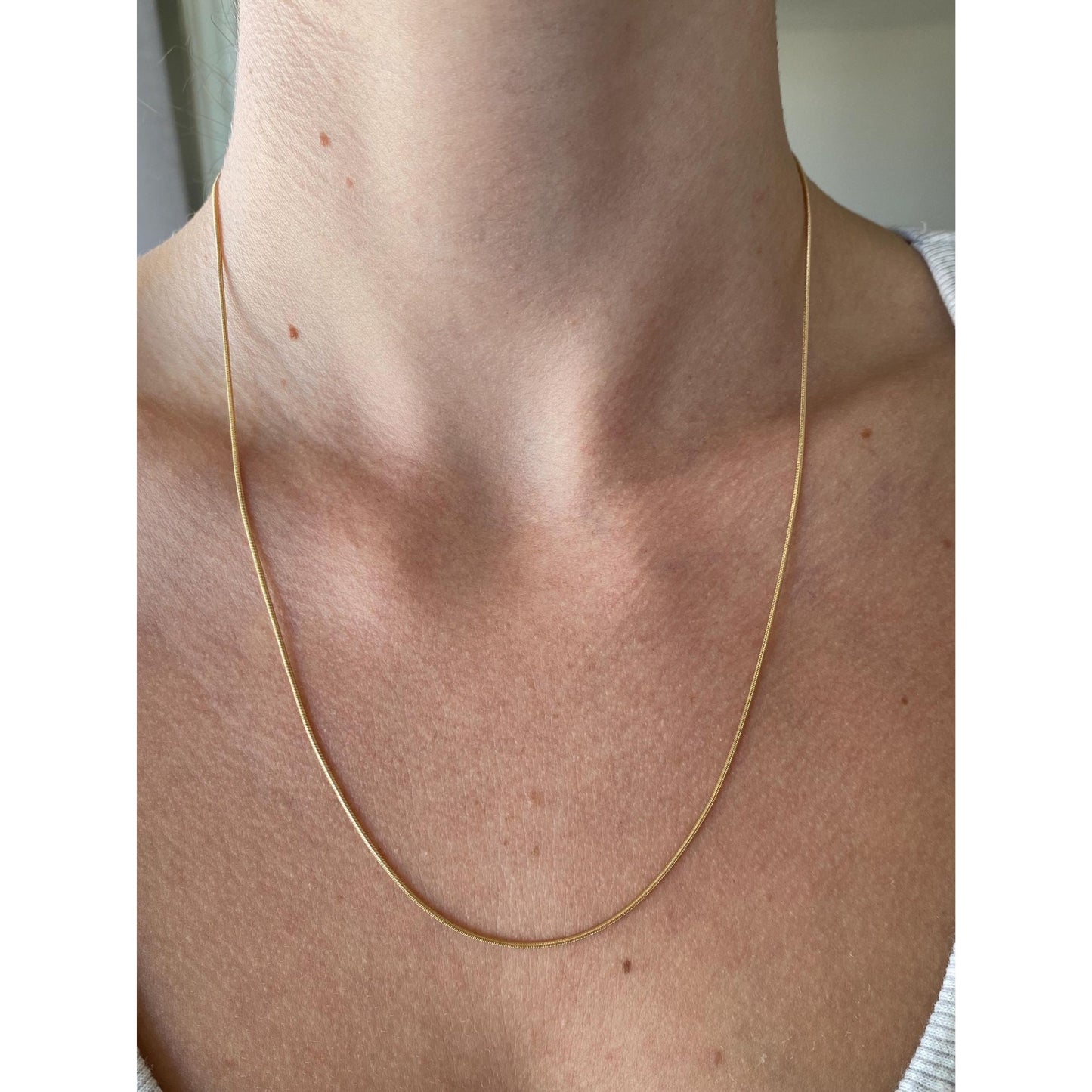 Vintage Solid 14k Yellow Gold Snake Chain Necklace - 20 inches