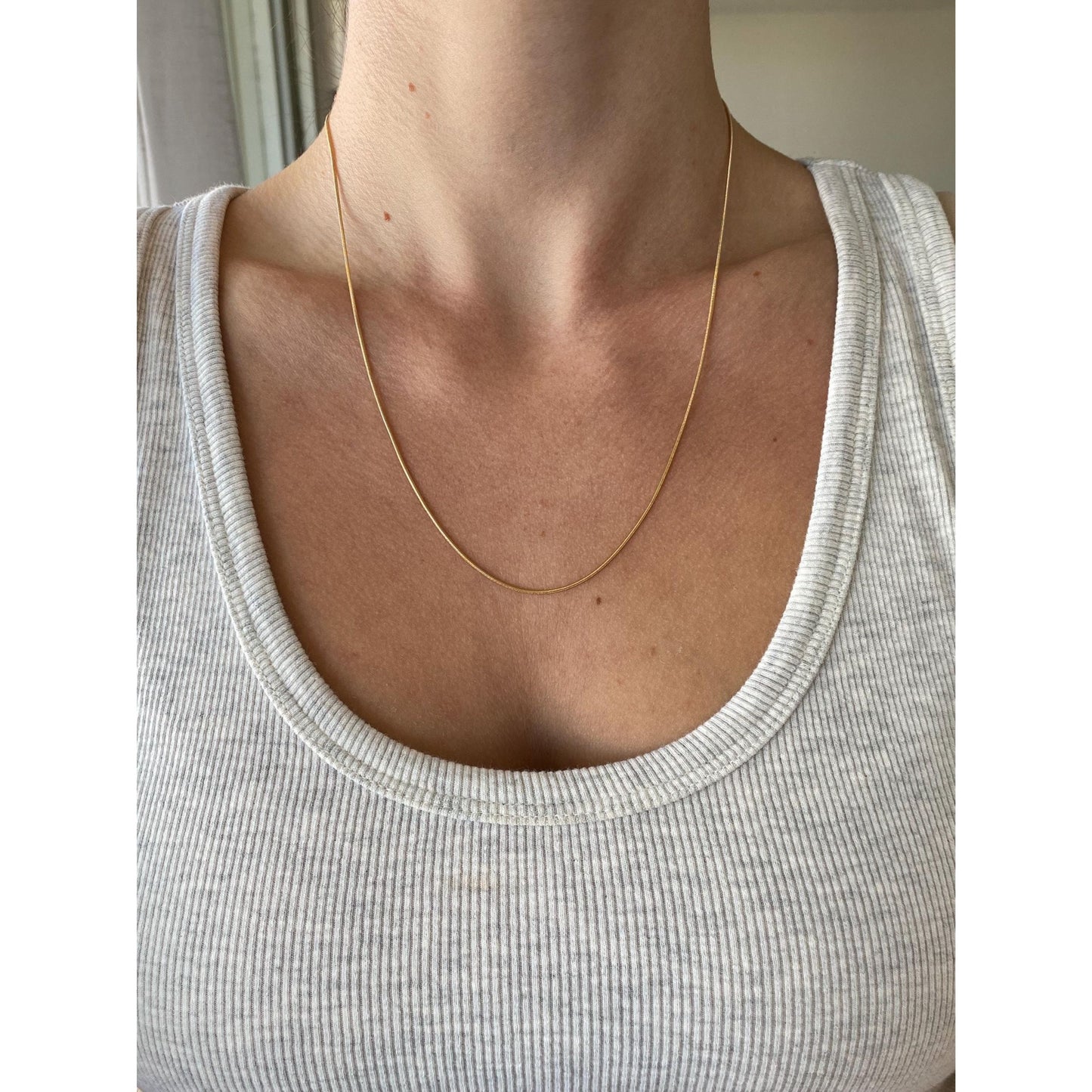 Vintage Solid 14k Yellow Gold Snake Chain Necklace - 20 inches