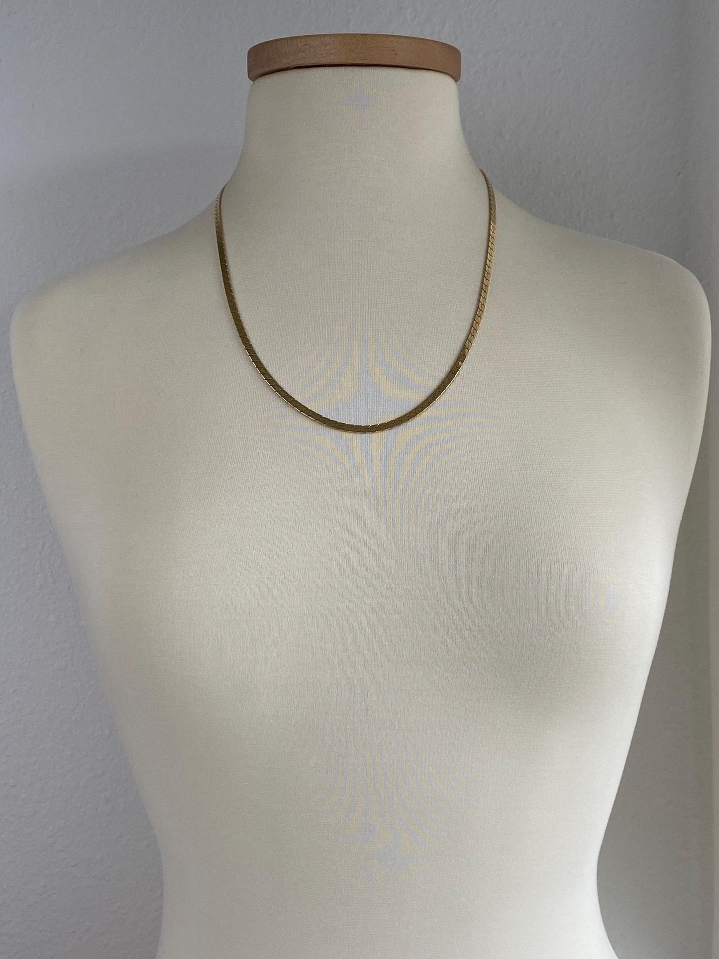 Vintage Solid 14k Yellow Gold Flat Curb Chain Necklace - 23.5 inches