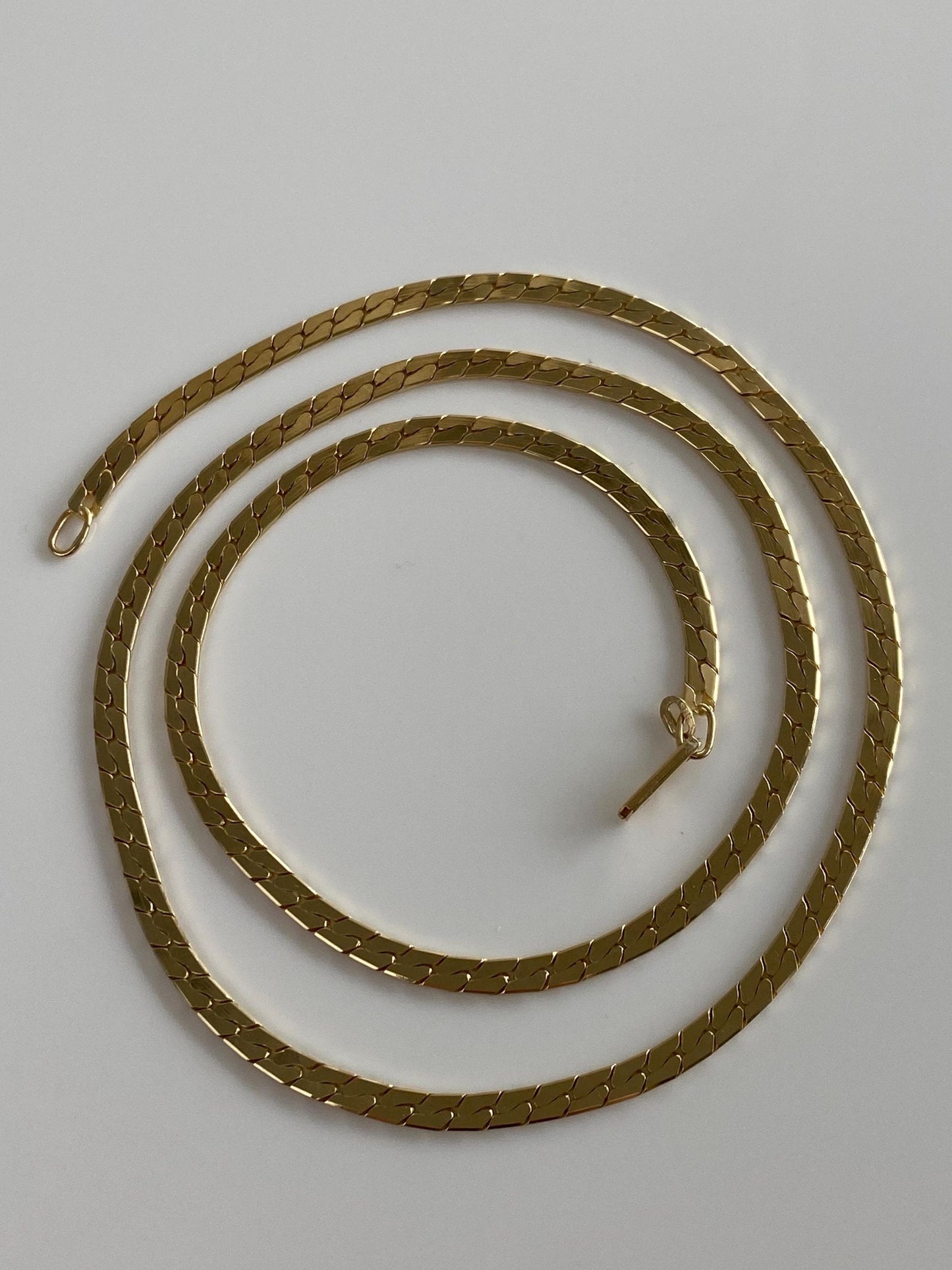 Vintage Solid 14k Yellow Gold Flat Curb Chain Necklace - 23.5 inches