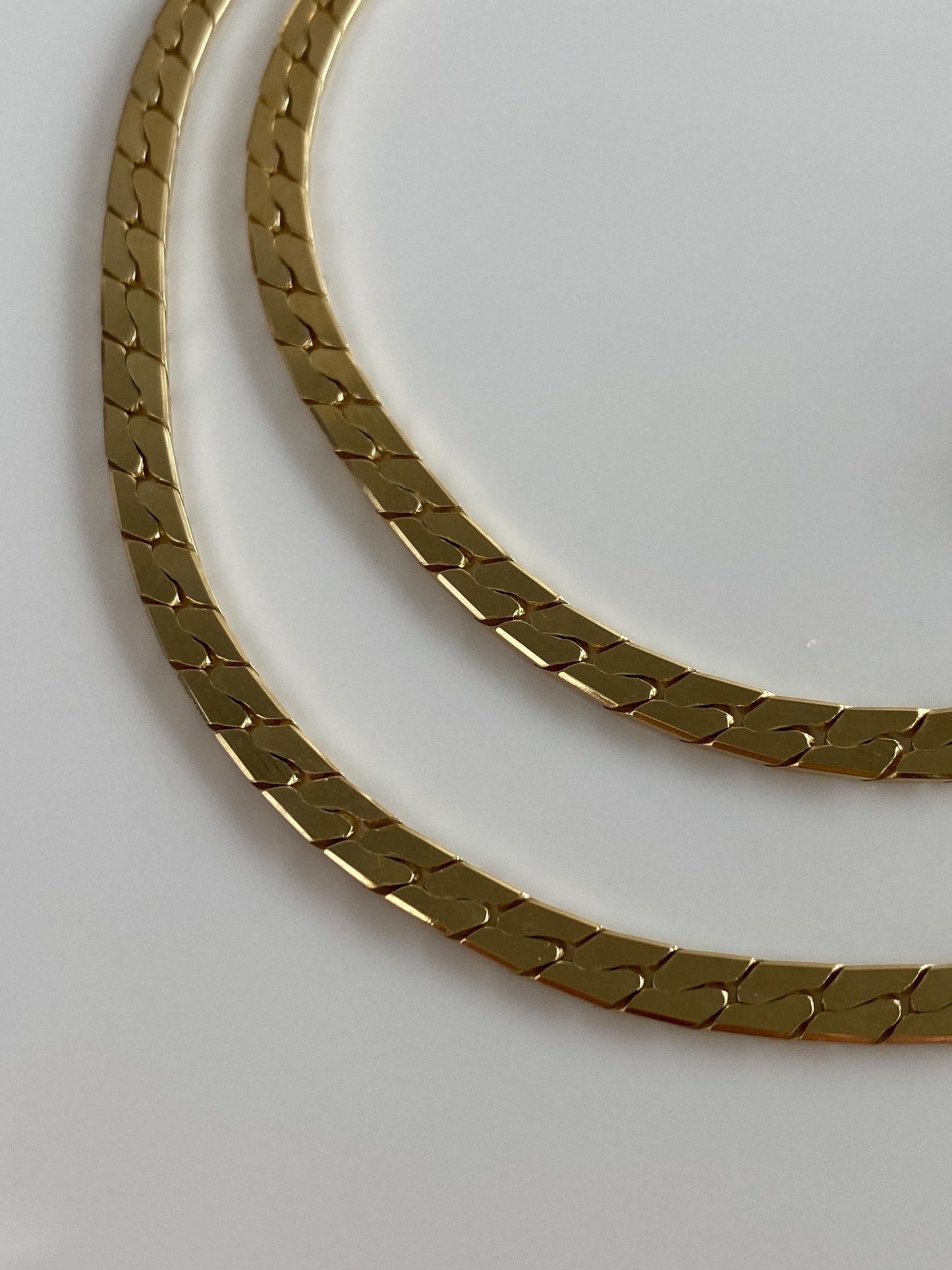 Vintage Solid 14k Yellow Gold Flat Curb Chain Necklace - 23.5 inches