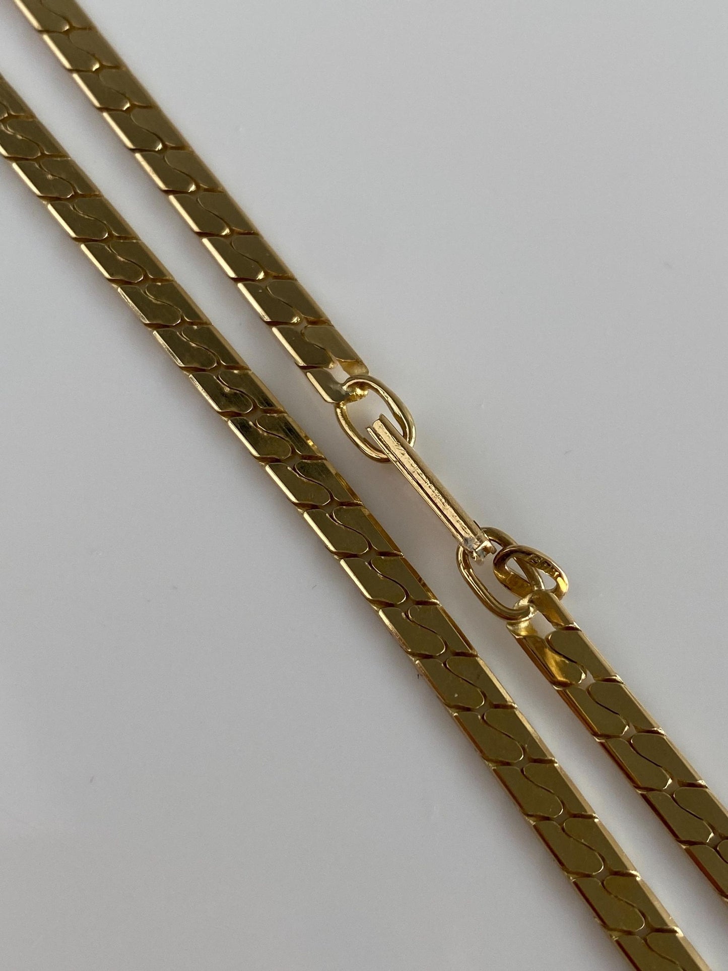 Vintage Solid 14k Yellow Gold Flat Curb Chain Necklace - 23.5 inches