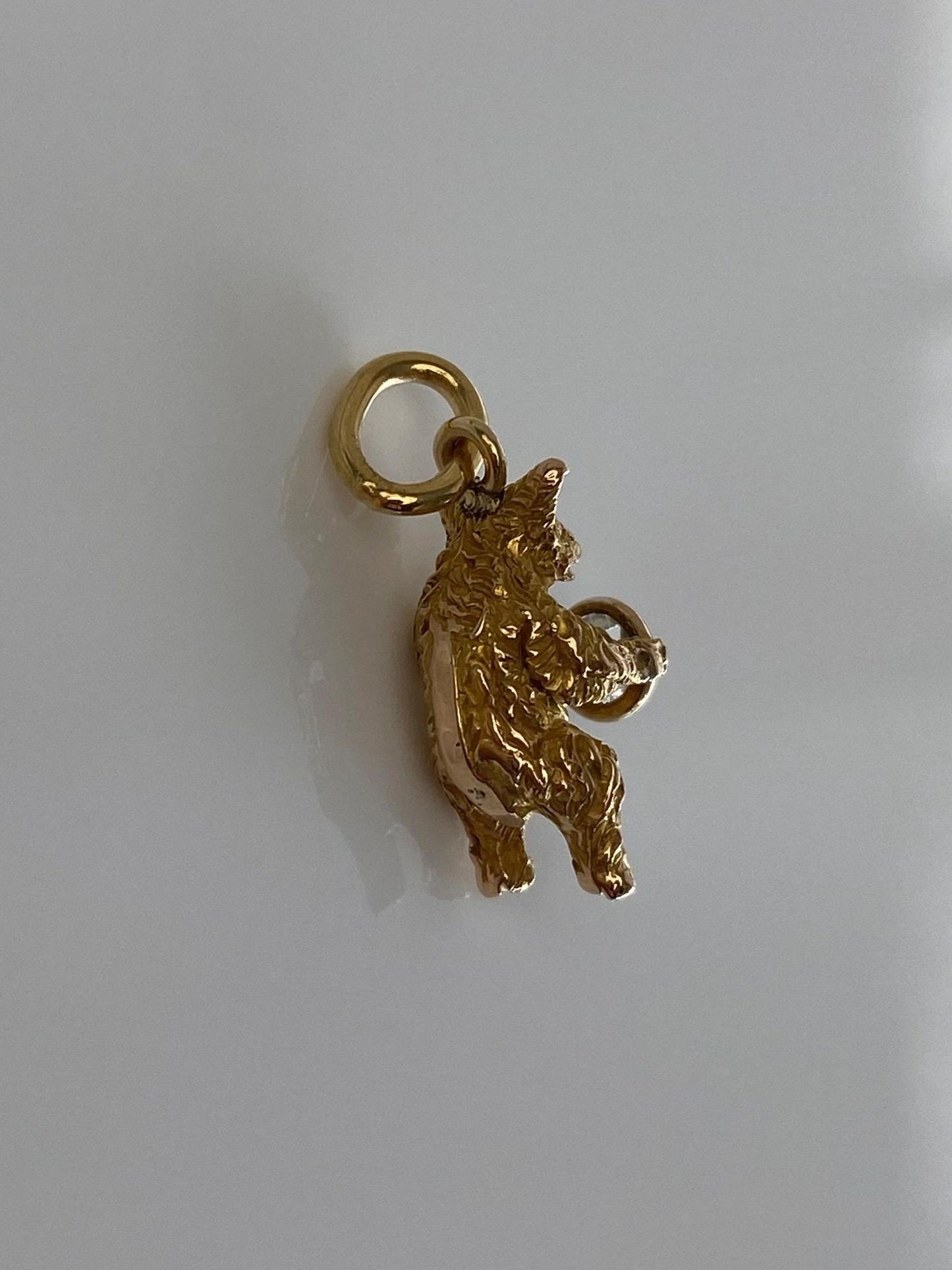 Vintage Solid 18k Yellow Gold Clear Cubic Zirconia Bear Stick Pin Conversion Charm
