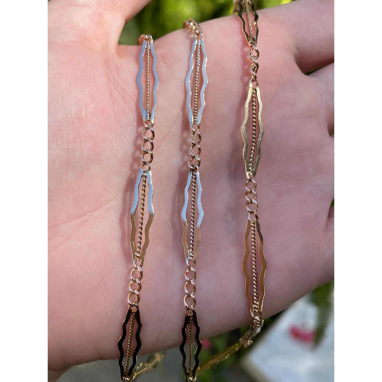 Vintage Solid 14k Rosey Gold Fancy Chain Link Necklace - 21.75 inches