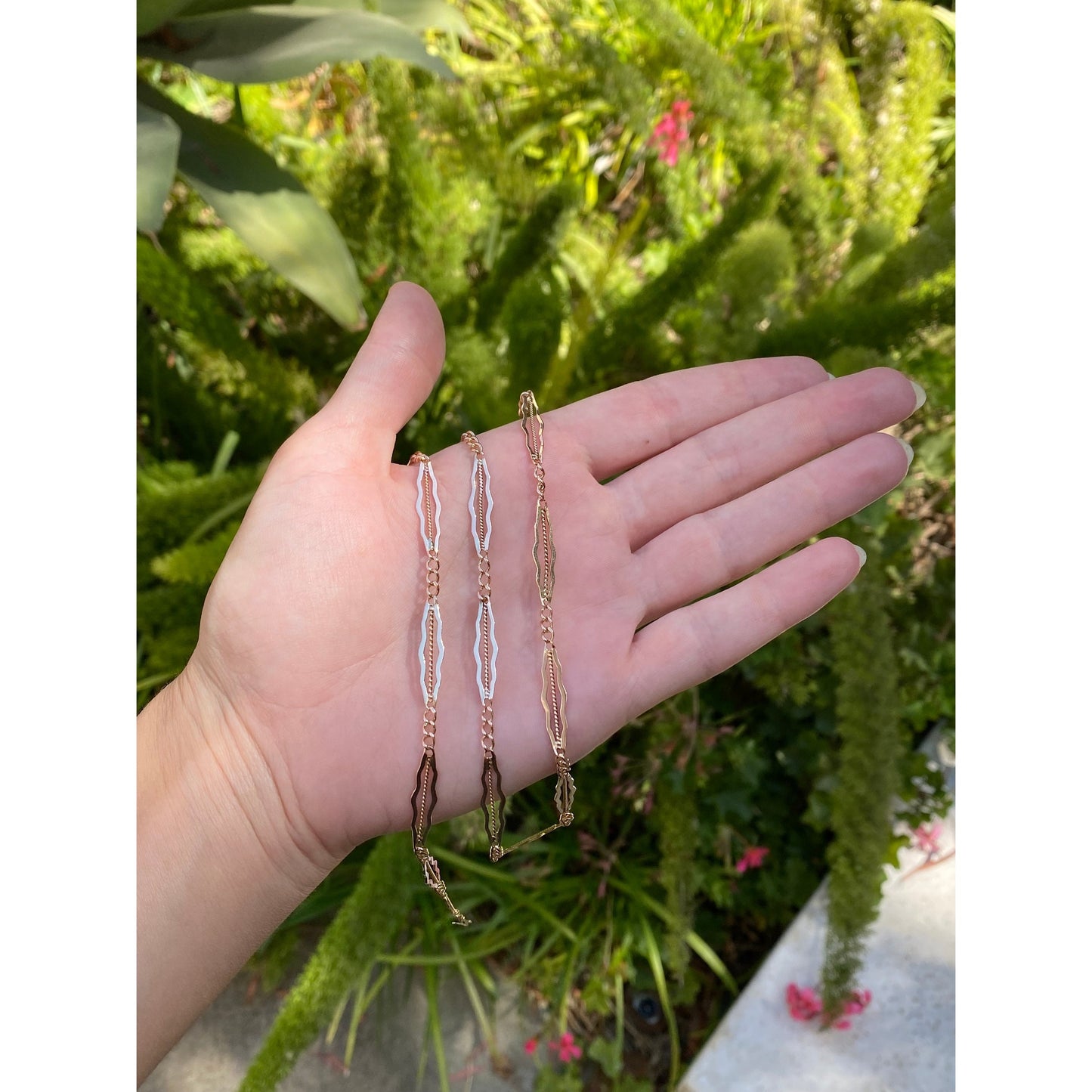 Vintage Solid 14k Rosey Gold Fancy Chain Link Necklace - 21.75 inches