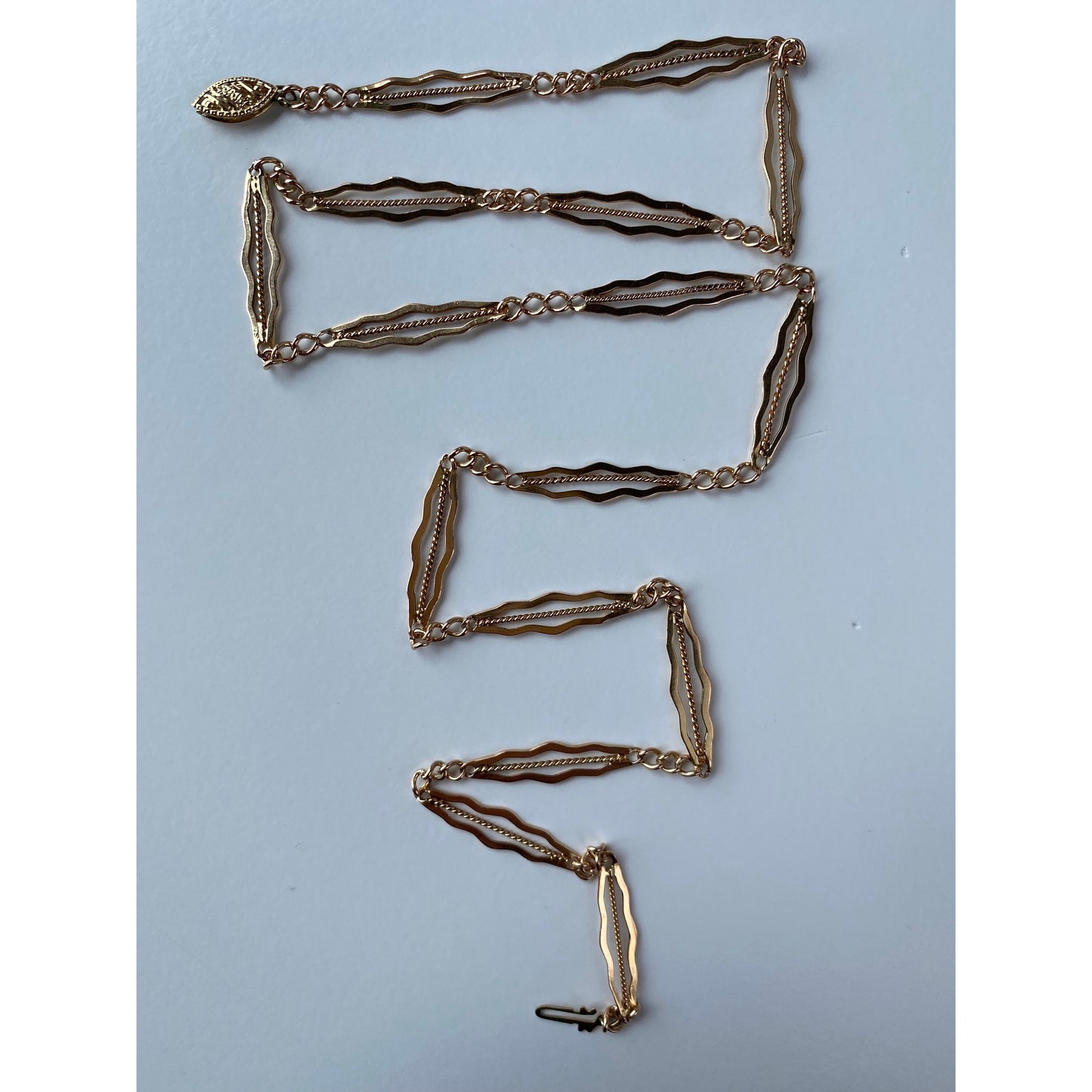 Vintage Solid 14k Rosey Gold Fancy Chain Link Necklace - 21.75 inches