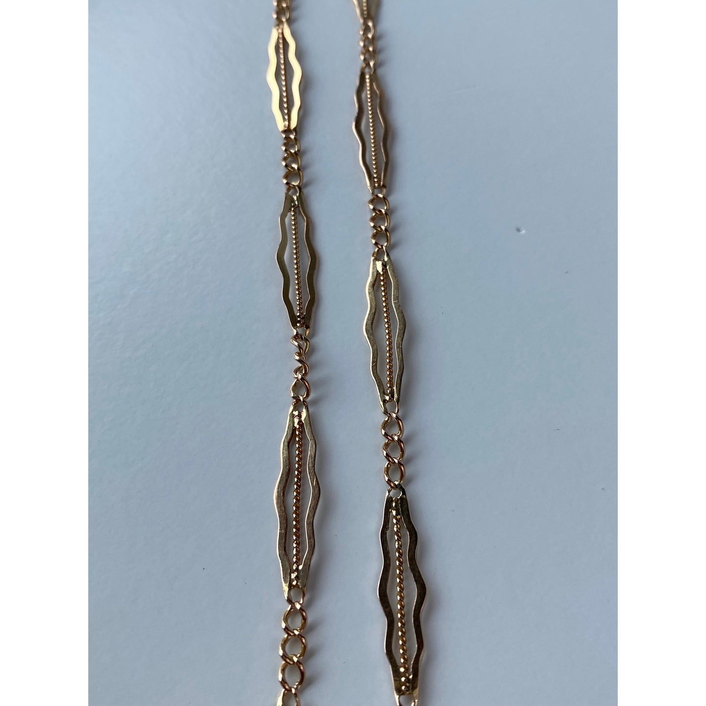 Vintage Solid 14k Rosey Gold Fancy Chain Link Necklace - 21.75 inches