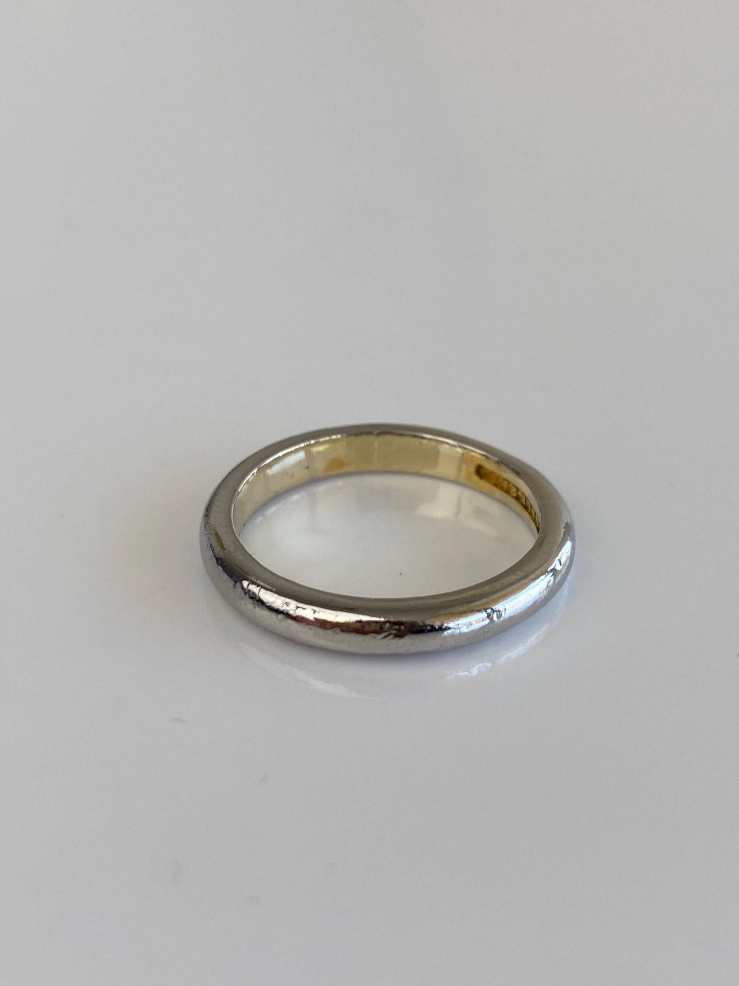 Vintage Solid 22k Yellow Gold & Platinum Ring Band - Size 6.75