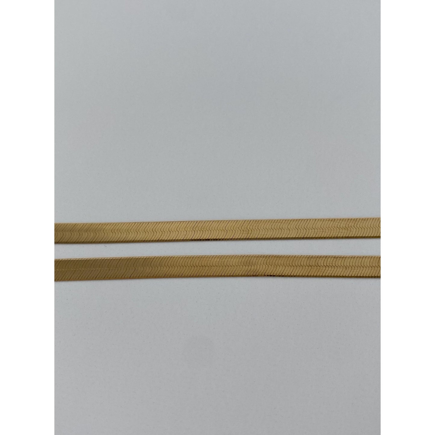 Vintage Solid 14k Yellow Gold Long Herringbone Chain Necklace - 24 inches