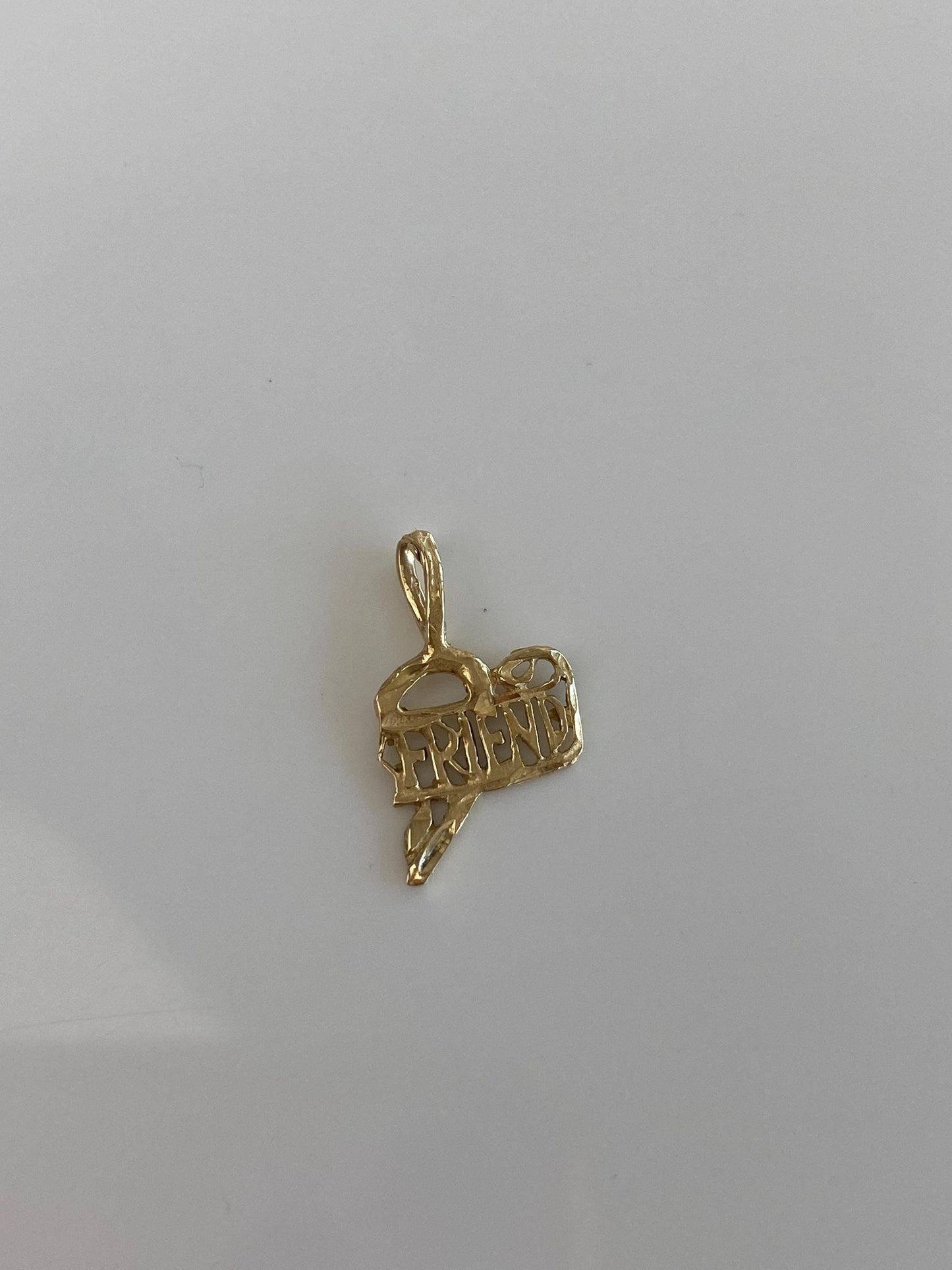 Vintage Solid 14k Yellow Gold Open Work Friend Charm