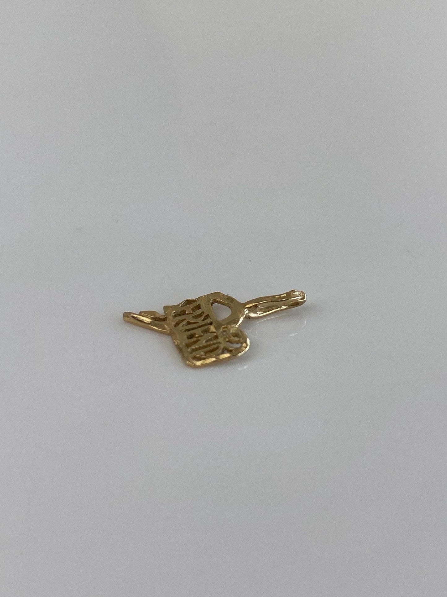 Vintage Solid 14k Yellow Gold Open Work Friend Charm