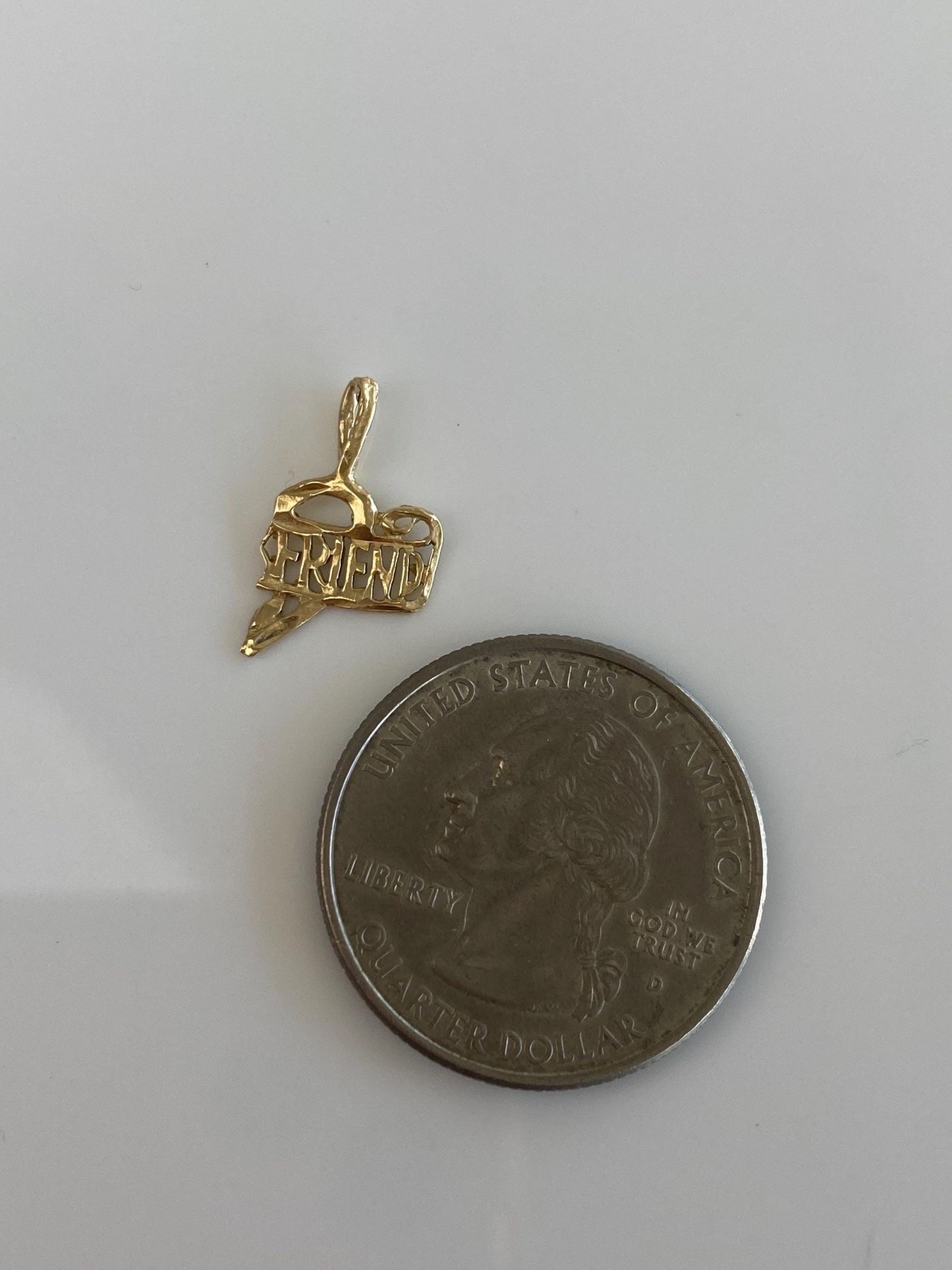 Vintage Solid 14k Yellow Gold Open Work Friend Charm