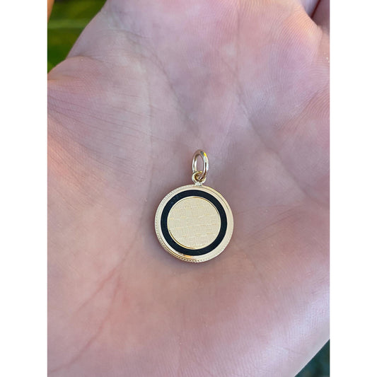 Vintage Solid 10k Rosey Gold Black Enamel Cufflink Conversion Charm