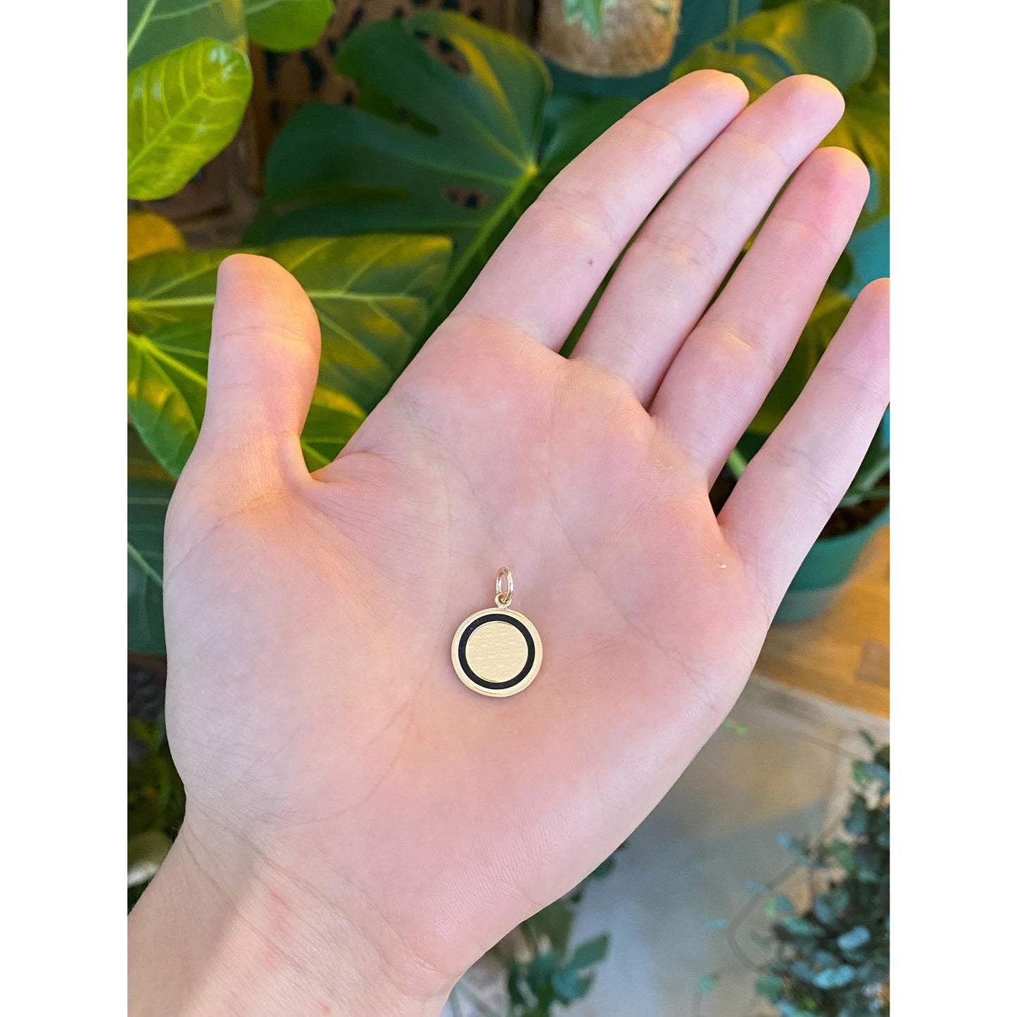 Vintage Solid 10k Rosey Gold Black Enamel Cufflink Conversion Charm