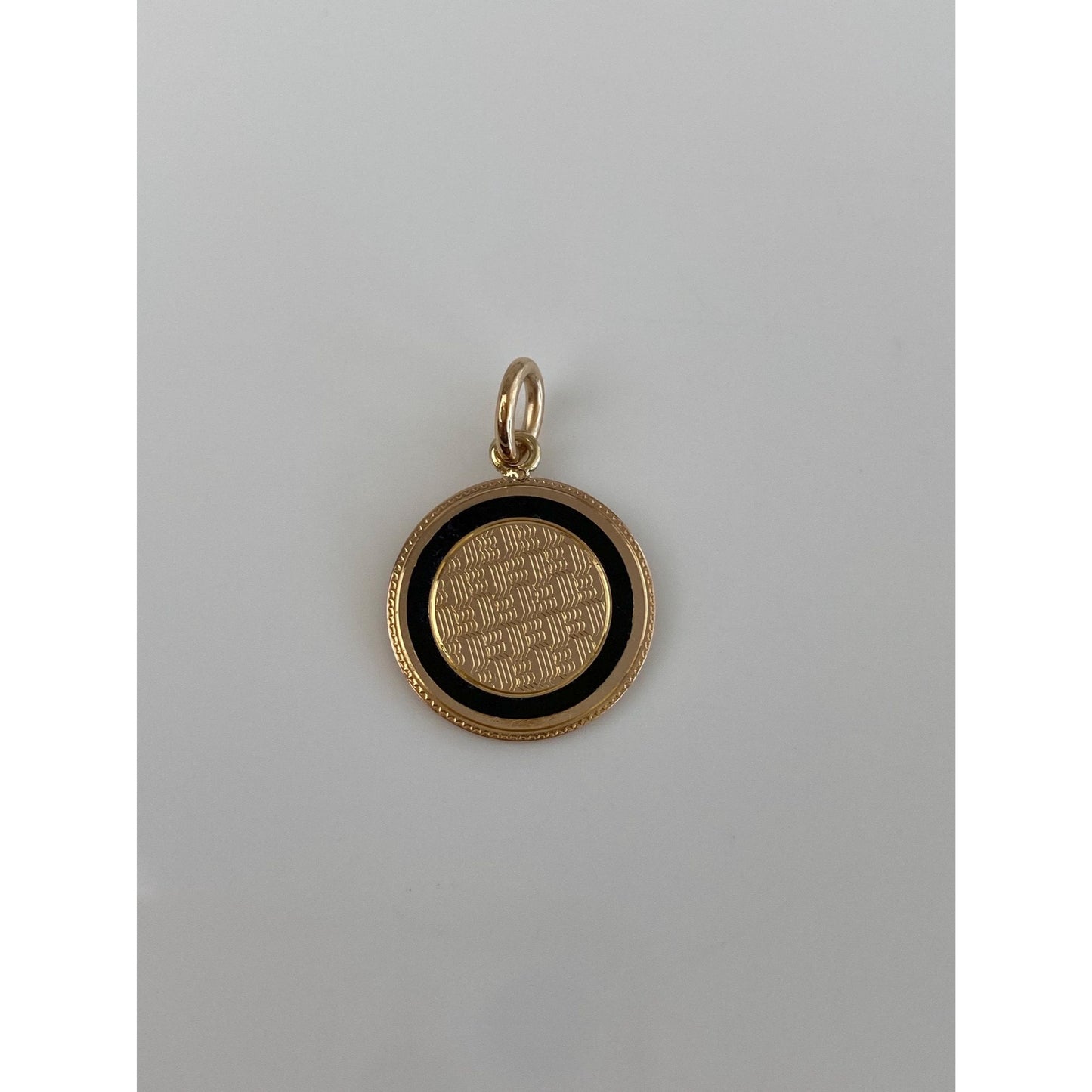 Vintage Solid 10k Rosey Gold Black Enamel Cufflink Conversion Charm