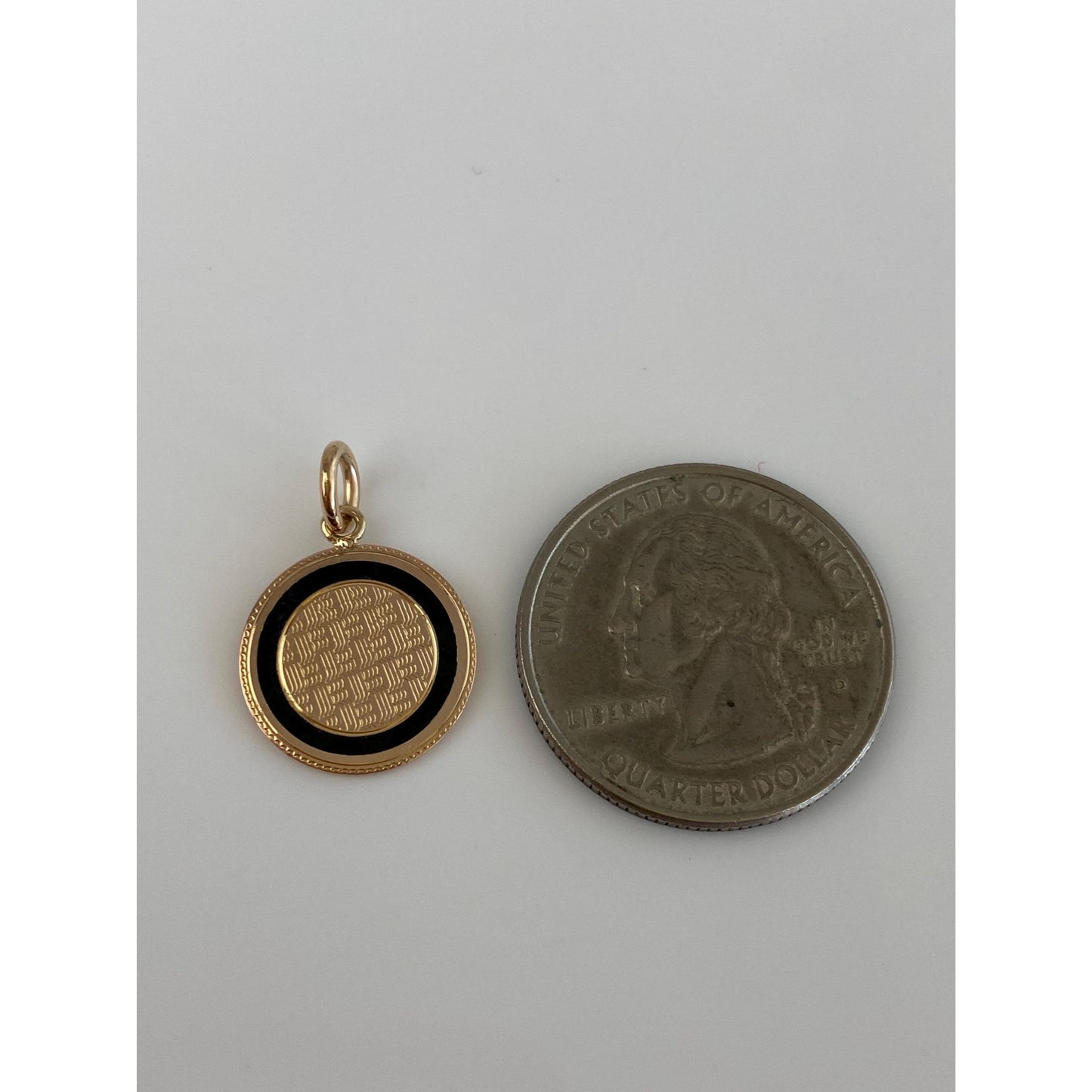 Vintage Solid 10k Rosey Gold Black Enamel Cufflink Conversion Charm