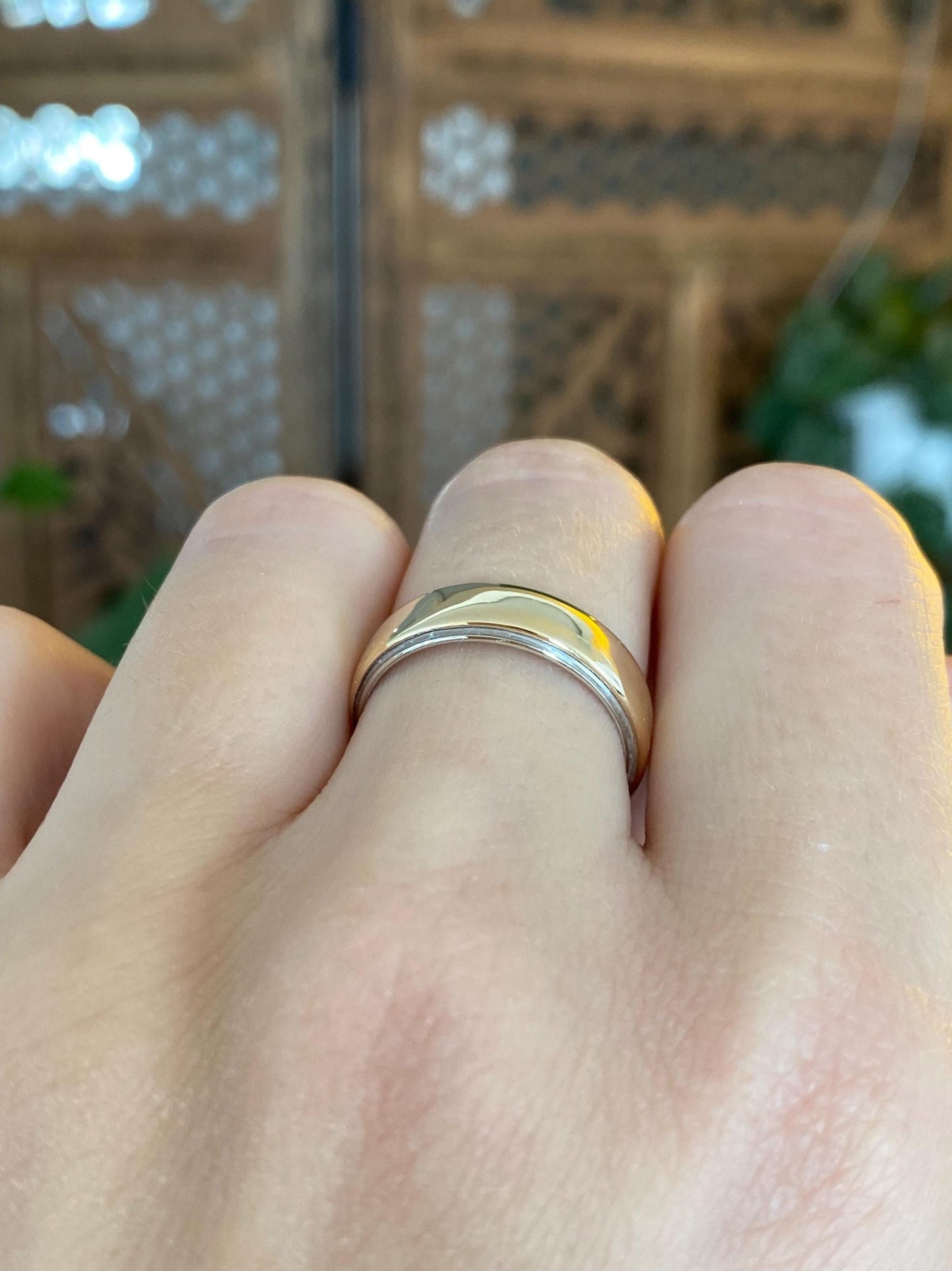 Vintage Solid 14k White & Yellow Gold Ring Band - Size 6.5