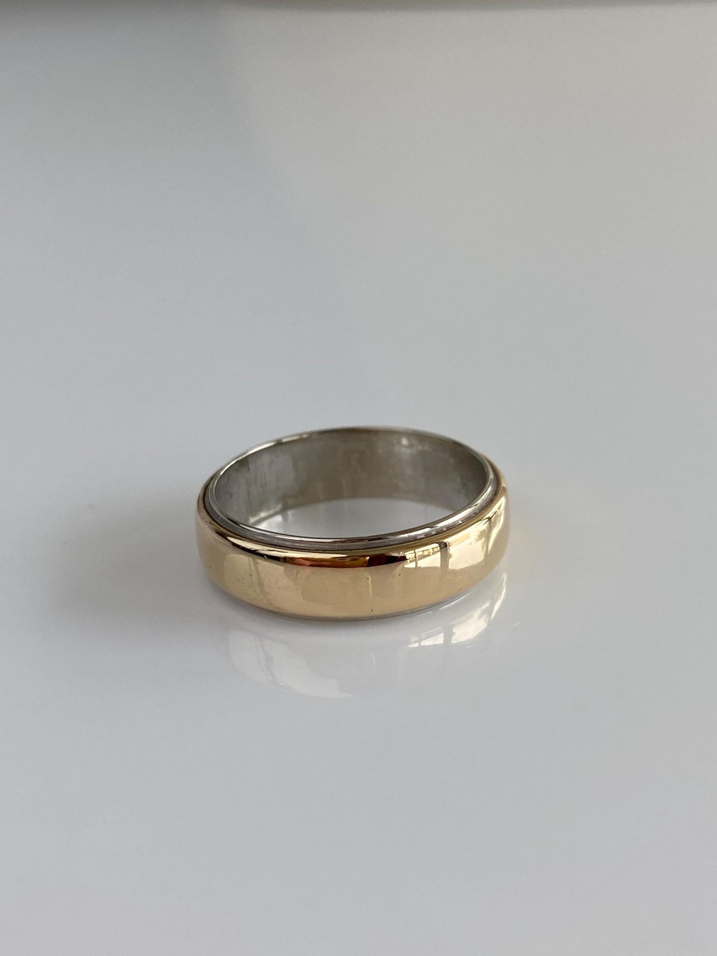 Vintage Solid 14k White & Yellow Gold Ring Band - Size 6.5