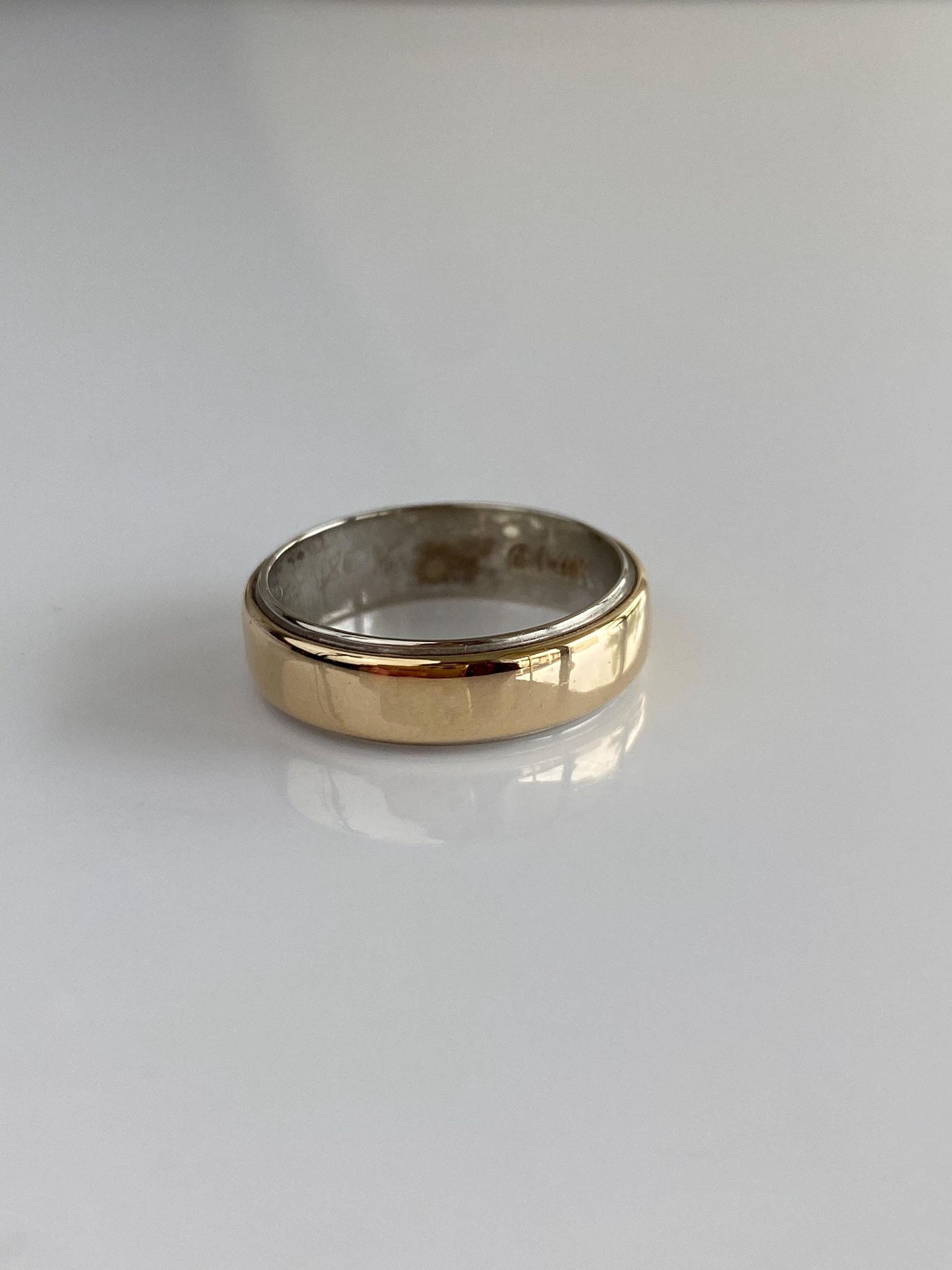 Vintage Solid 14k White & Yellow Gold Ring Band - Size 6.5