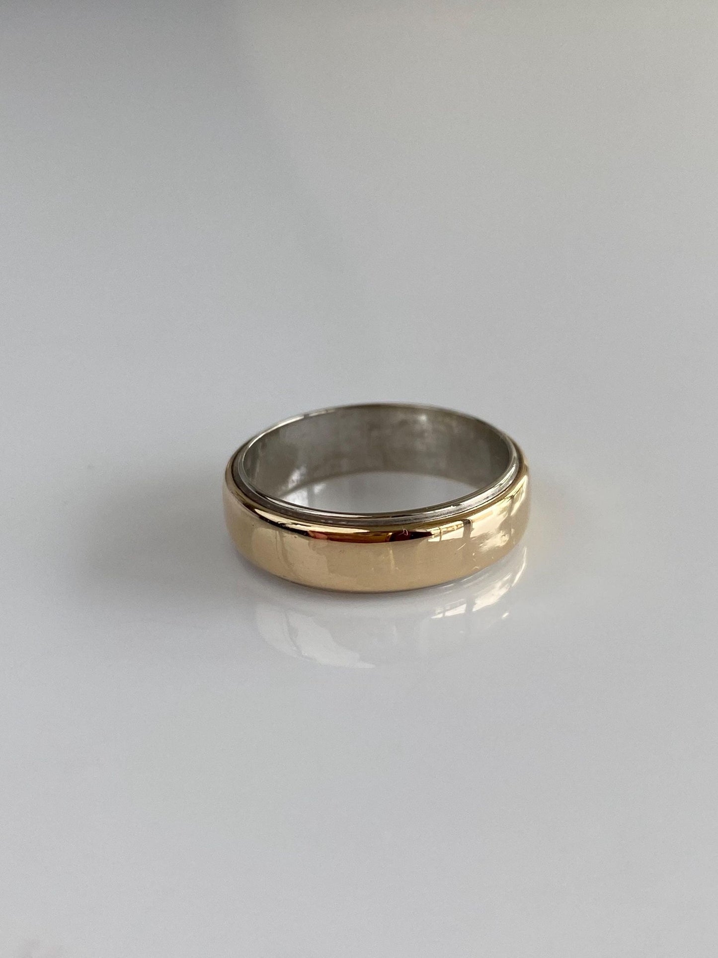 Vintage Solid 14k White & Yellow Gold Ring Band - Size 6.5
