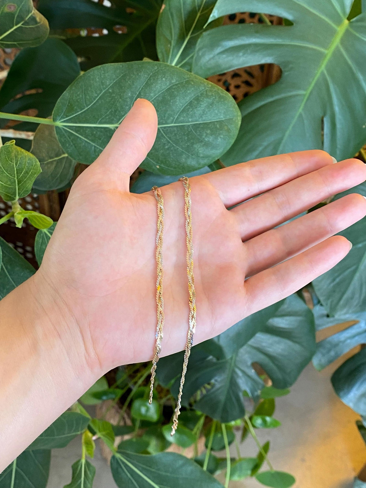 Vintage Solid 14k Tri Tone Braided Serpentine Chain Necklace - 18.5 inches