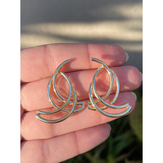 Vintage 14k Yellow Gold Layered Twist Stud Earrings