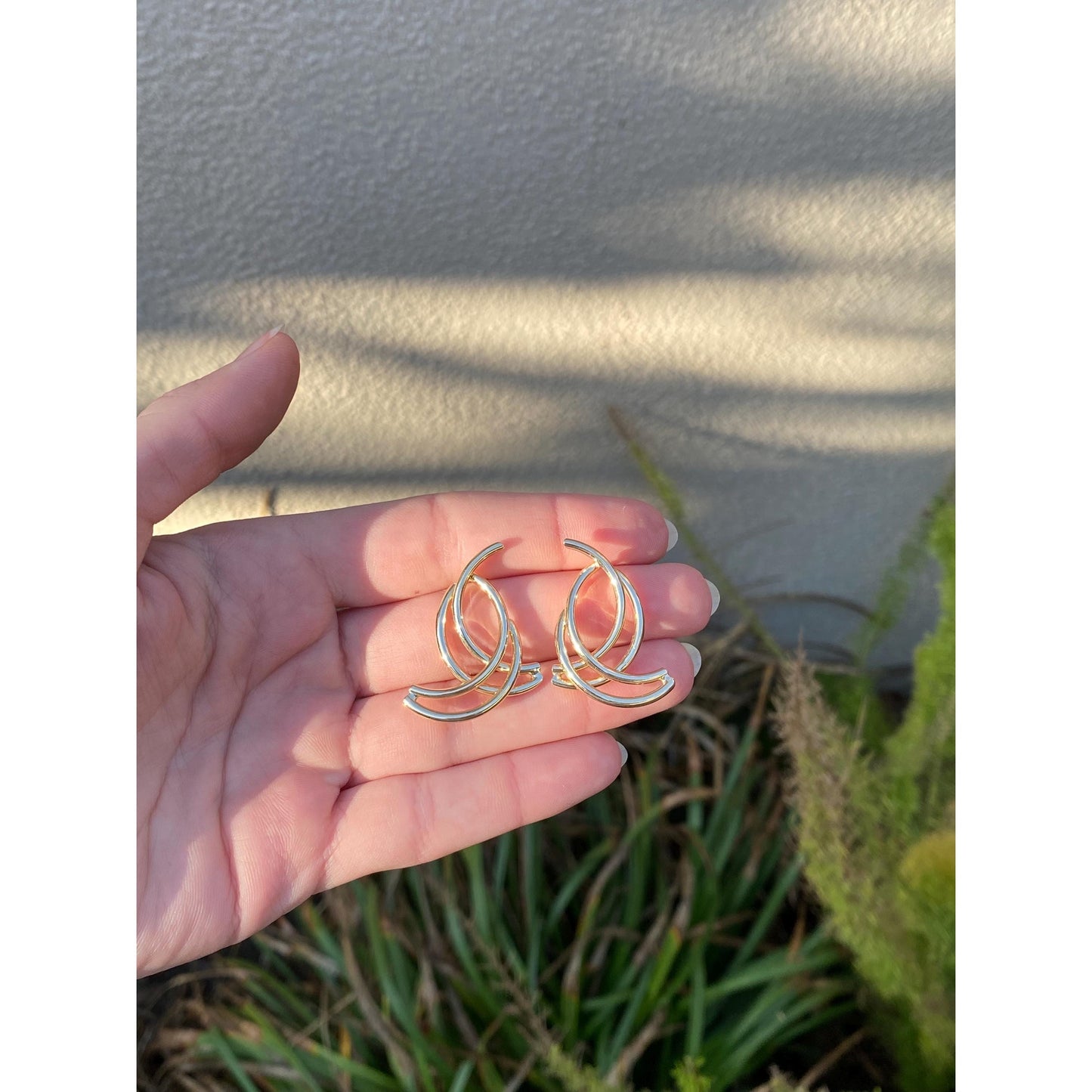 Vintage 14k Yellow Gold Layered Twist Stud Earrings