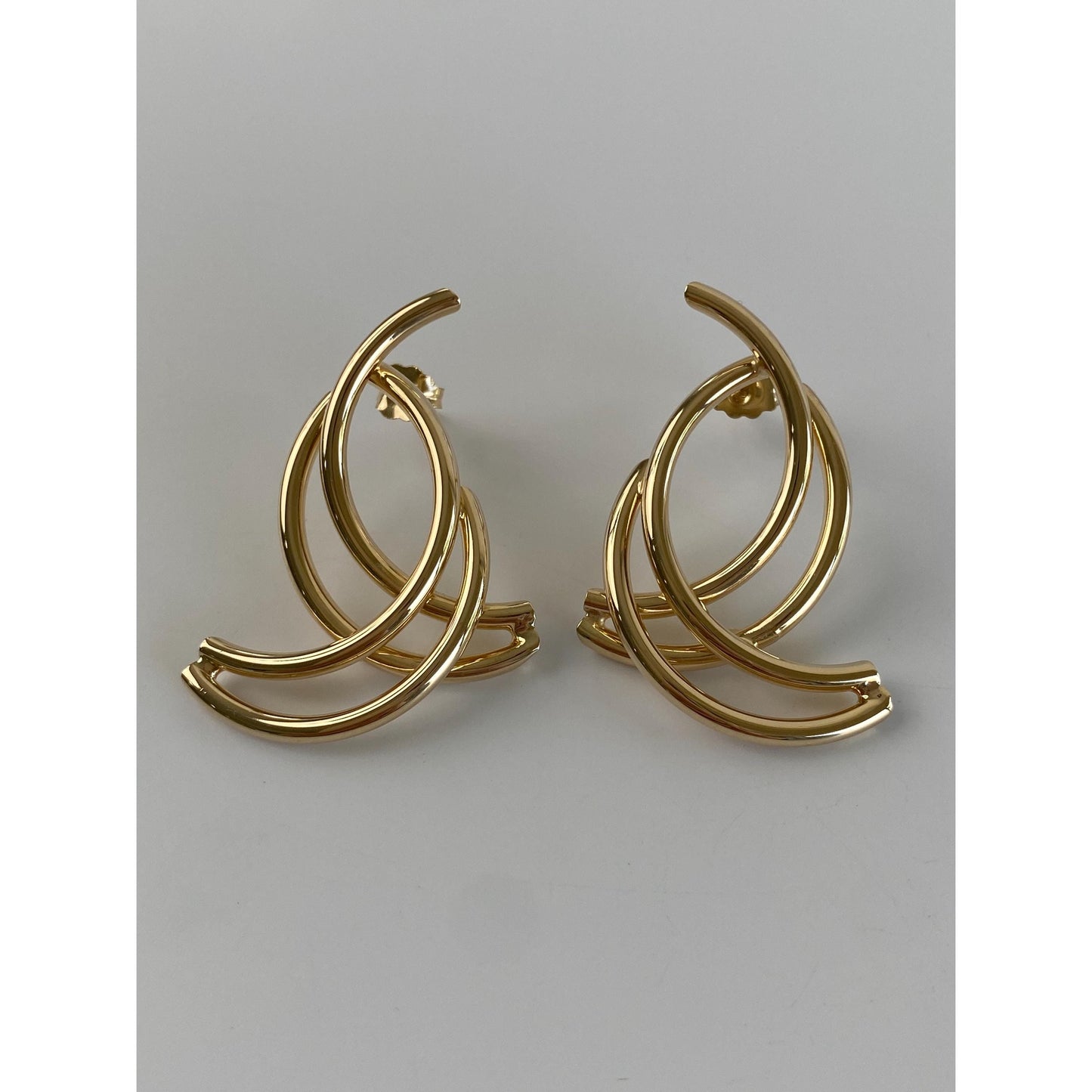 Vintage 14k Yellow Gold Layered Twist Stud Earrings