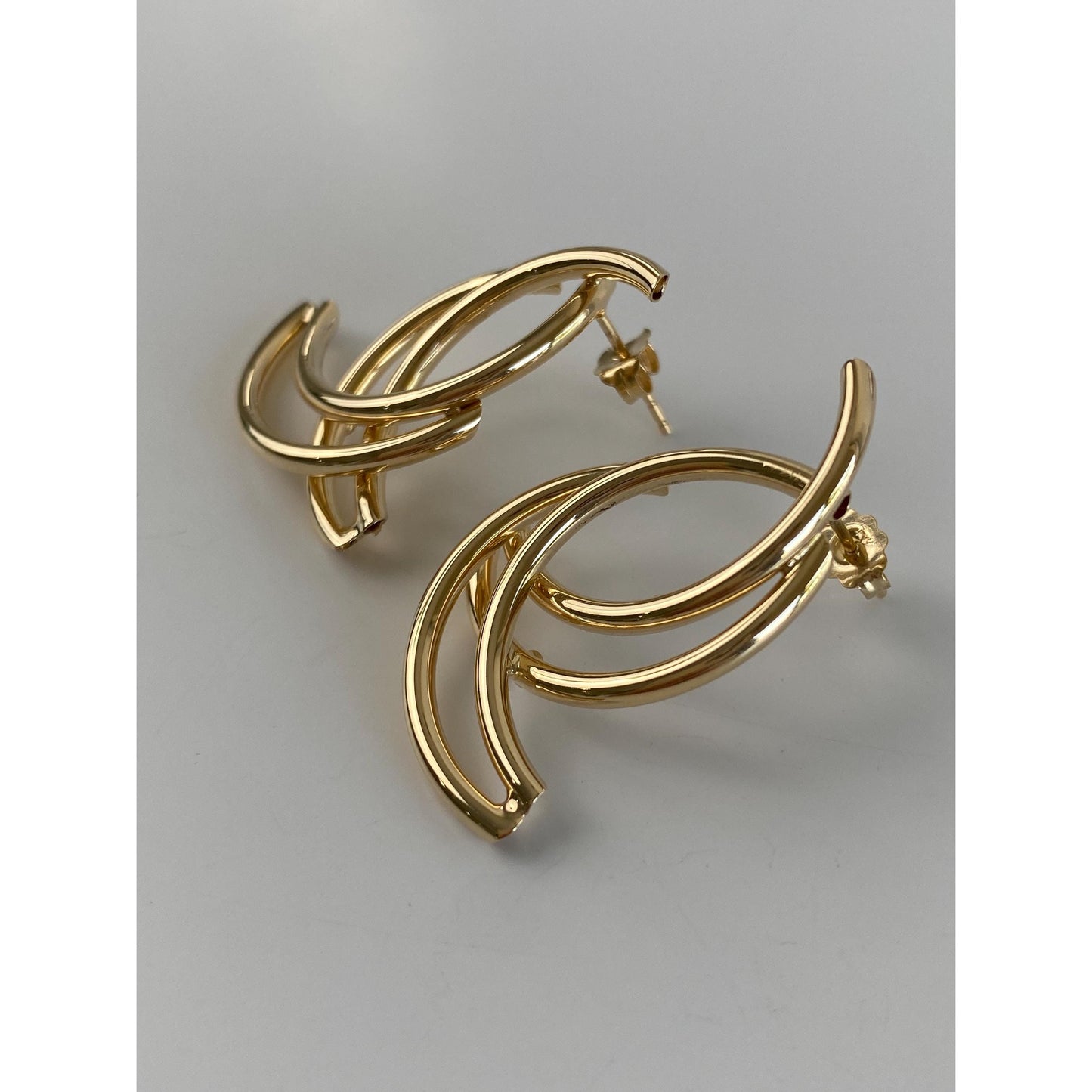 Vintage 14k Yellow Gold Layered Twist Stud Earrings