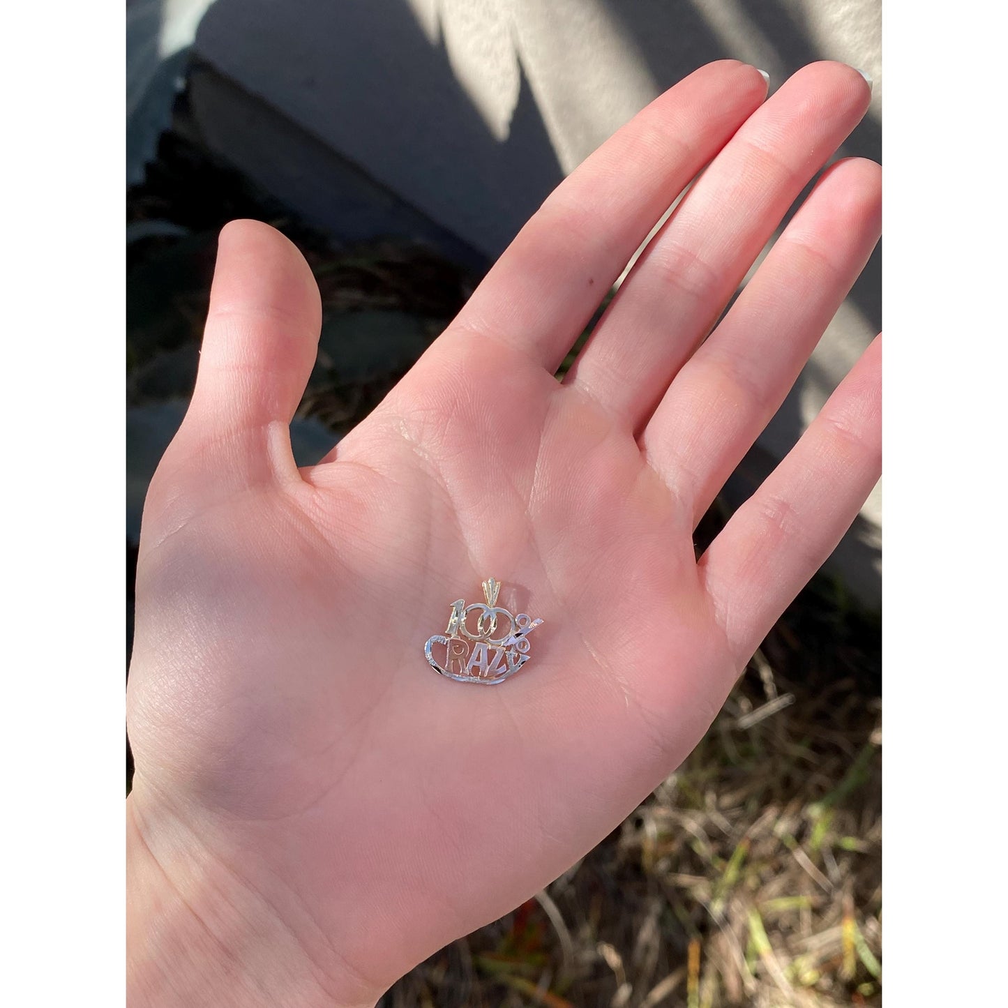 Solid 14k Tri Tone Gold '100% Crazy' Charm