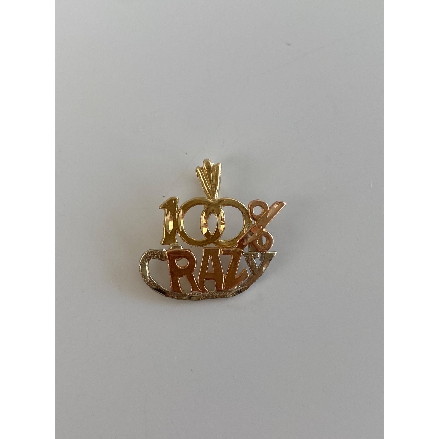 Solid 14k Tri Tone Gold '100% Crazy' Charm