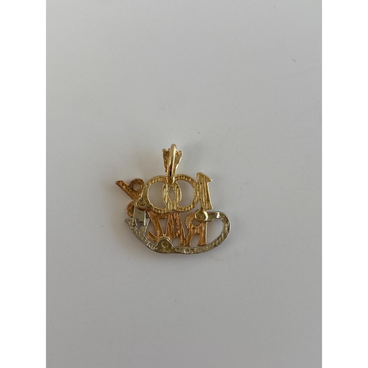 Solid 14k Tri Tone Gold '100% Crazy' Charm