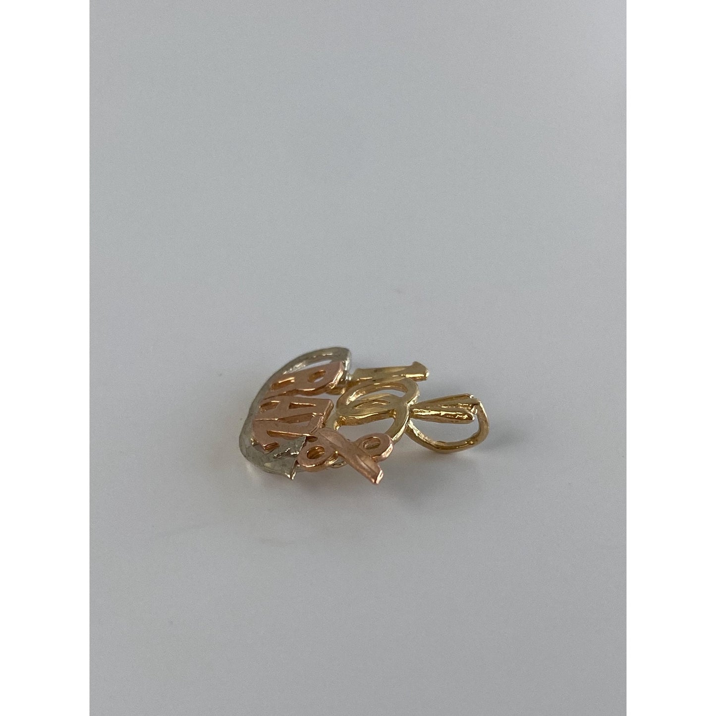 Solid 14k Tri Tone Gold '100% Crazy' Charm