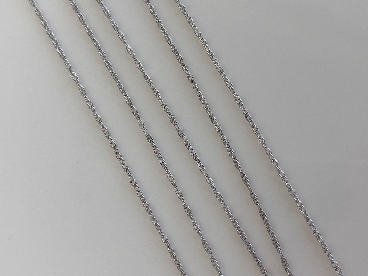 Vintage Solid 10k White Gold Dainty Chain Necklace - 17.75 inches