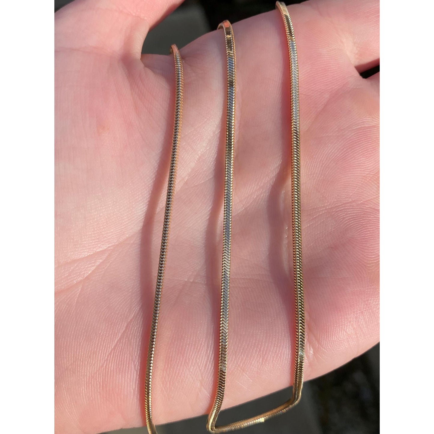 Vintage Solid 14k Yellow Gold Long Square Snake Chain Necklace - 23.5 inches