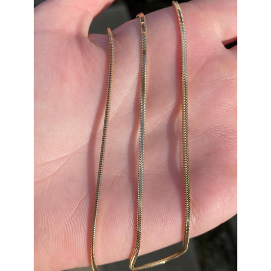 Vintage Solid 14k Yellow Gold Long Square Snake Chain Necklace - 23.5 inches
