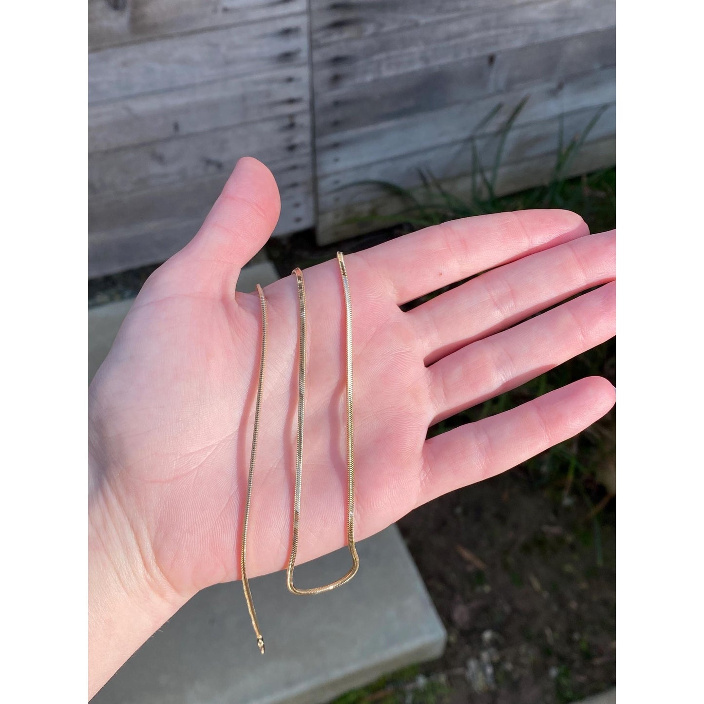 Vintage Solid 14k Yellow Gold Long Square Snake Chain Necklace - 23.5 inches