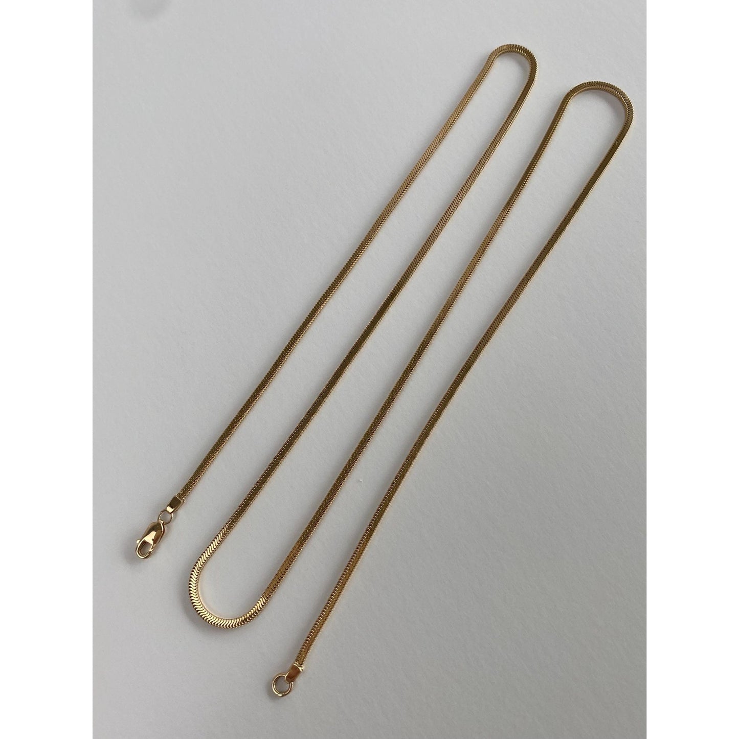 Vintage Solid 14k Yellow Gold Long Square Snake Chain Necklace - 23.5 inches