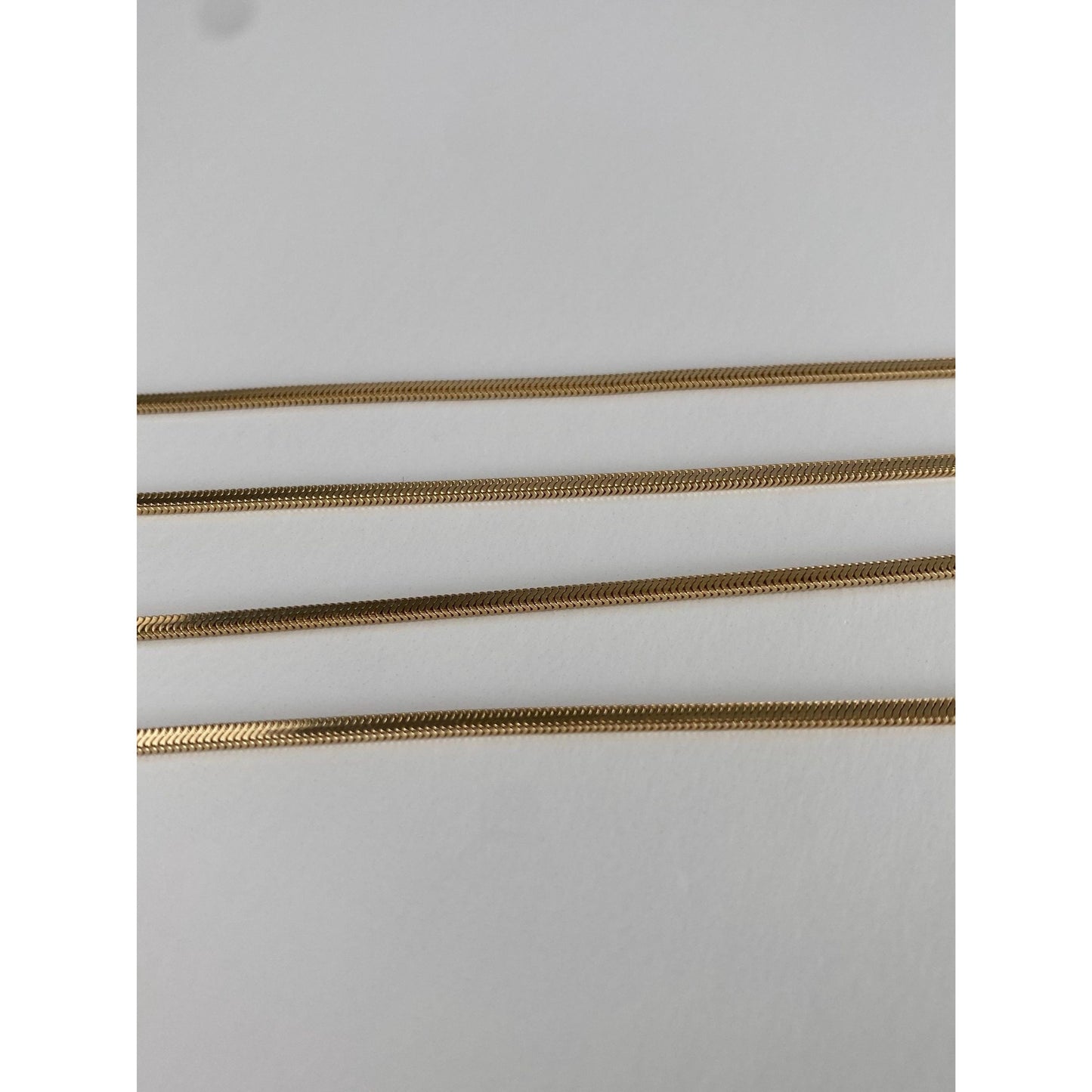 Vintage Solid 14k Yellow Gold Long Square Snake Chain Necklace - 23.5 inches