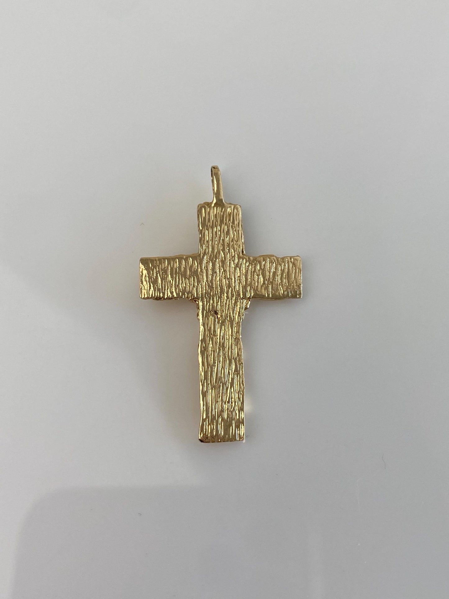 Vintage Solid 14k Yellow Gold Nugget Texture Cross Charm