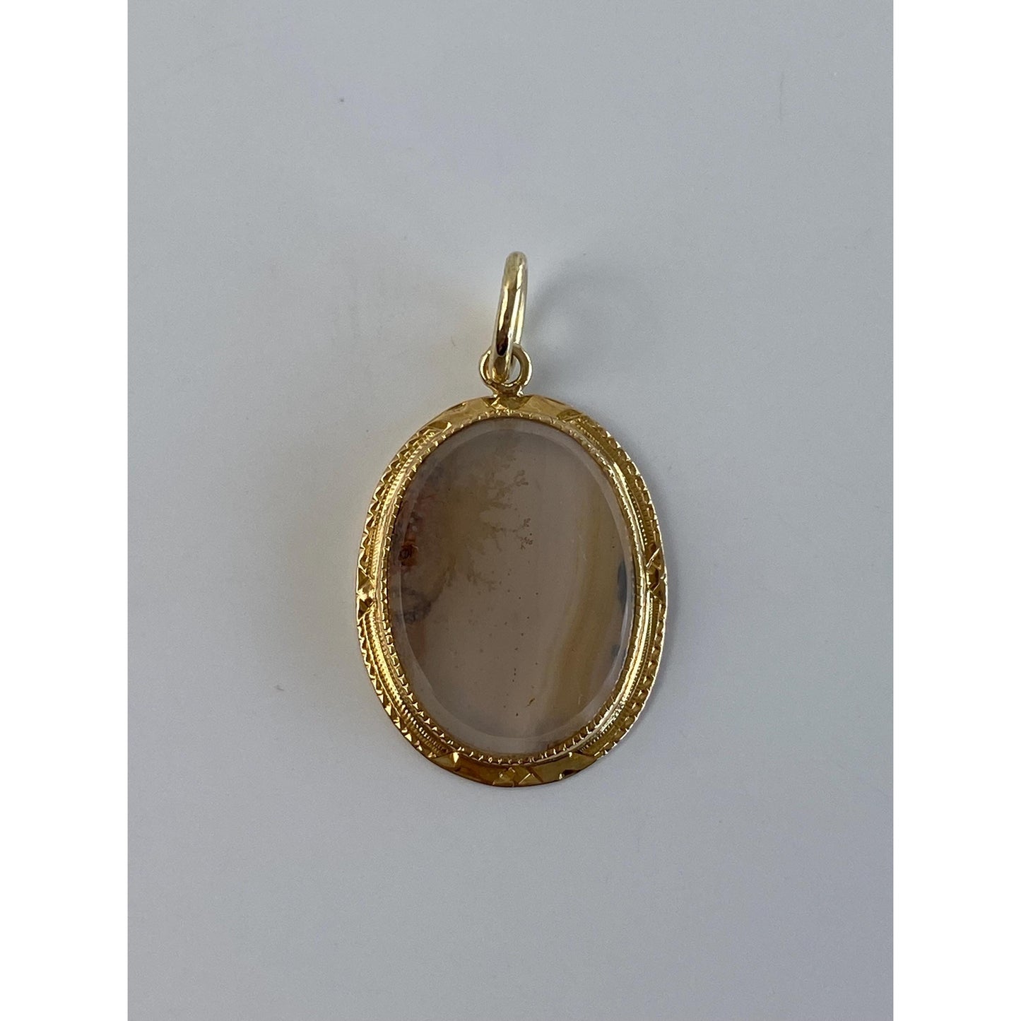 Vintage Solid 14k Yellow Gold Agate Charm