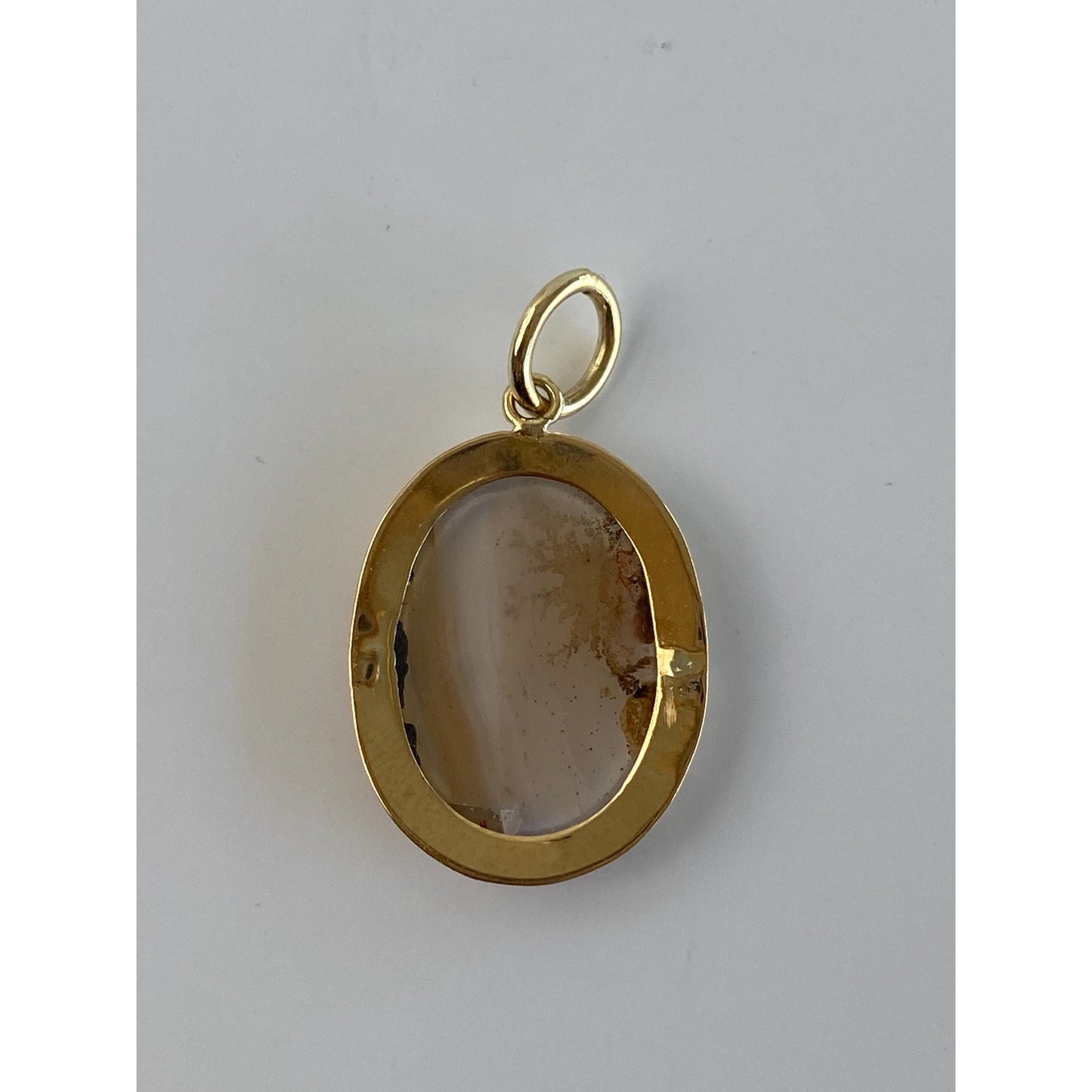 Vintage Solid 14k Yellow Gold Agate Charm