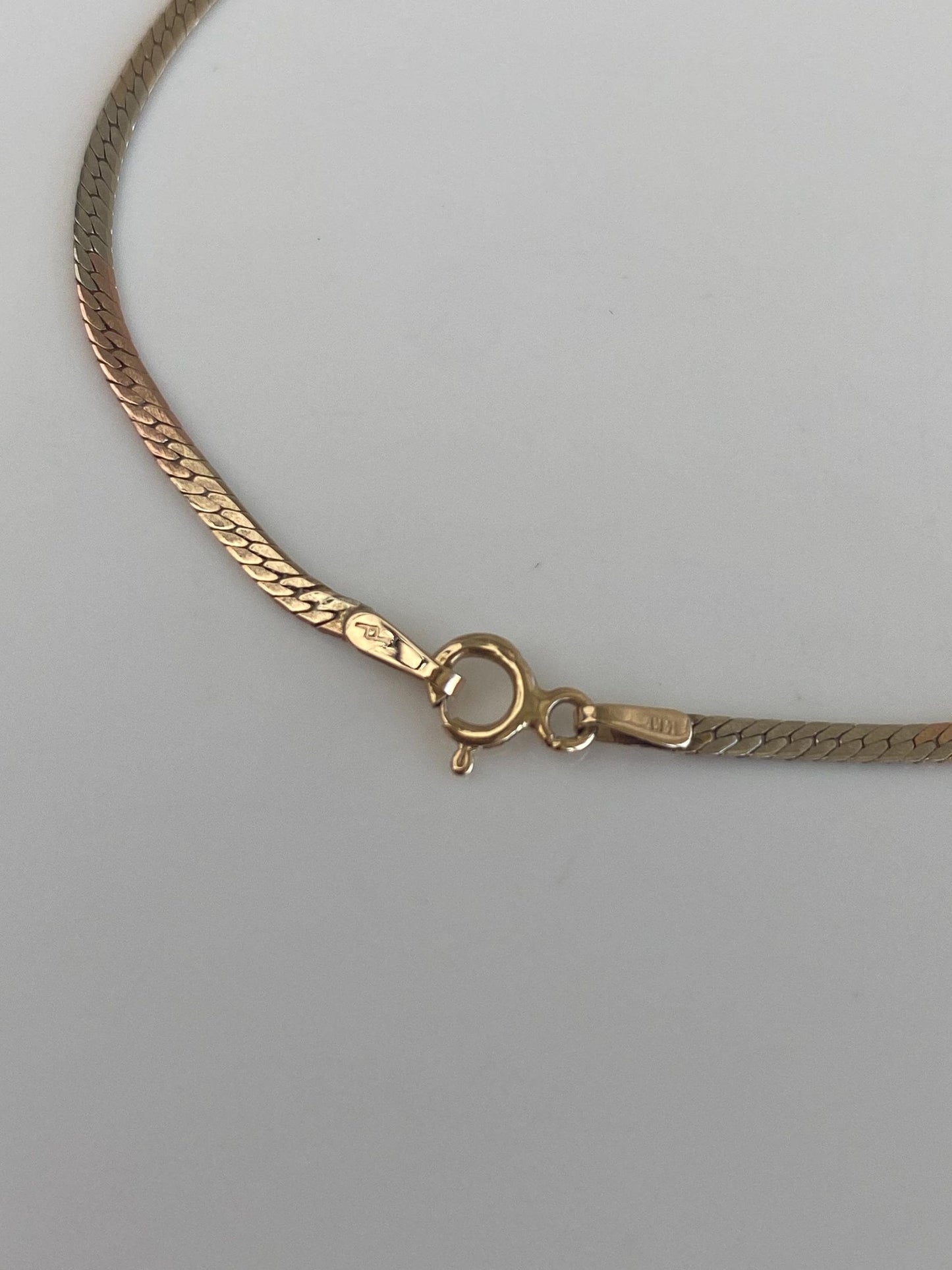Vintage Solid 14k Tri Tone Gold Flat Chain Bracelet - 7 inches
