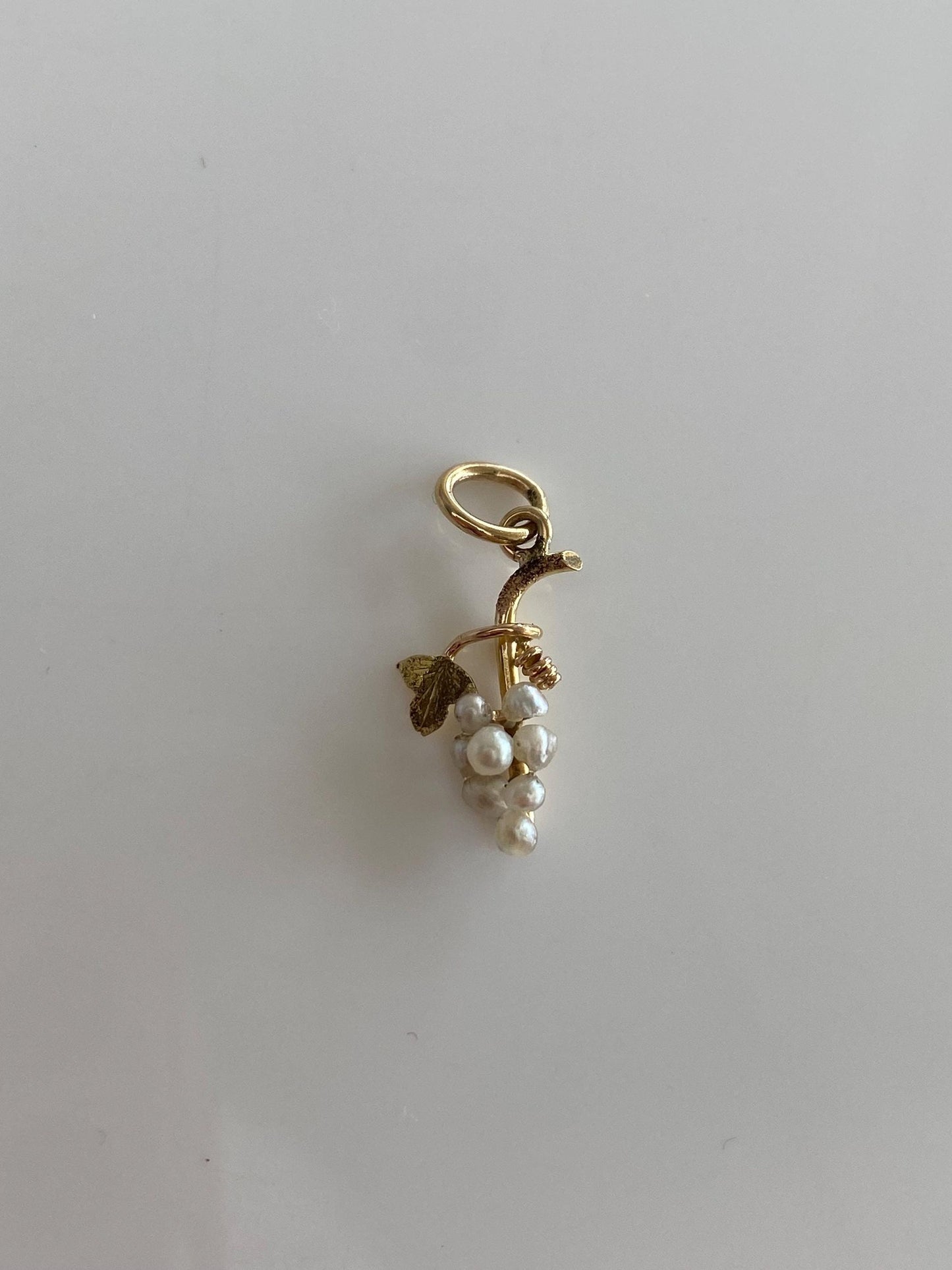 Vintage Solid 14k Yellow Gold Pearls Grapes Stick Pin Conversion Charm