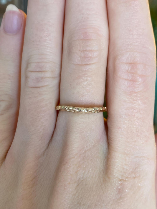 Vintage Solid 14k Yellow Gold Abstract Organic Open Work Ring - Size 6