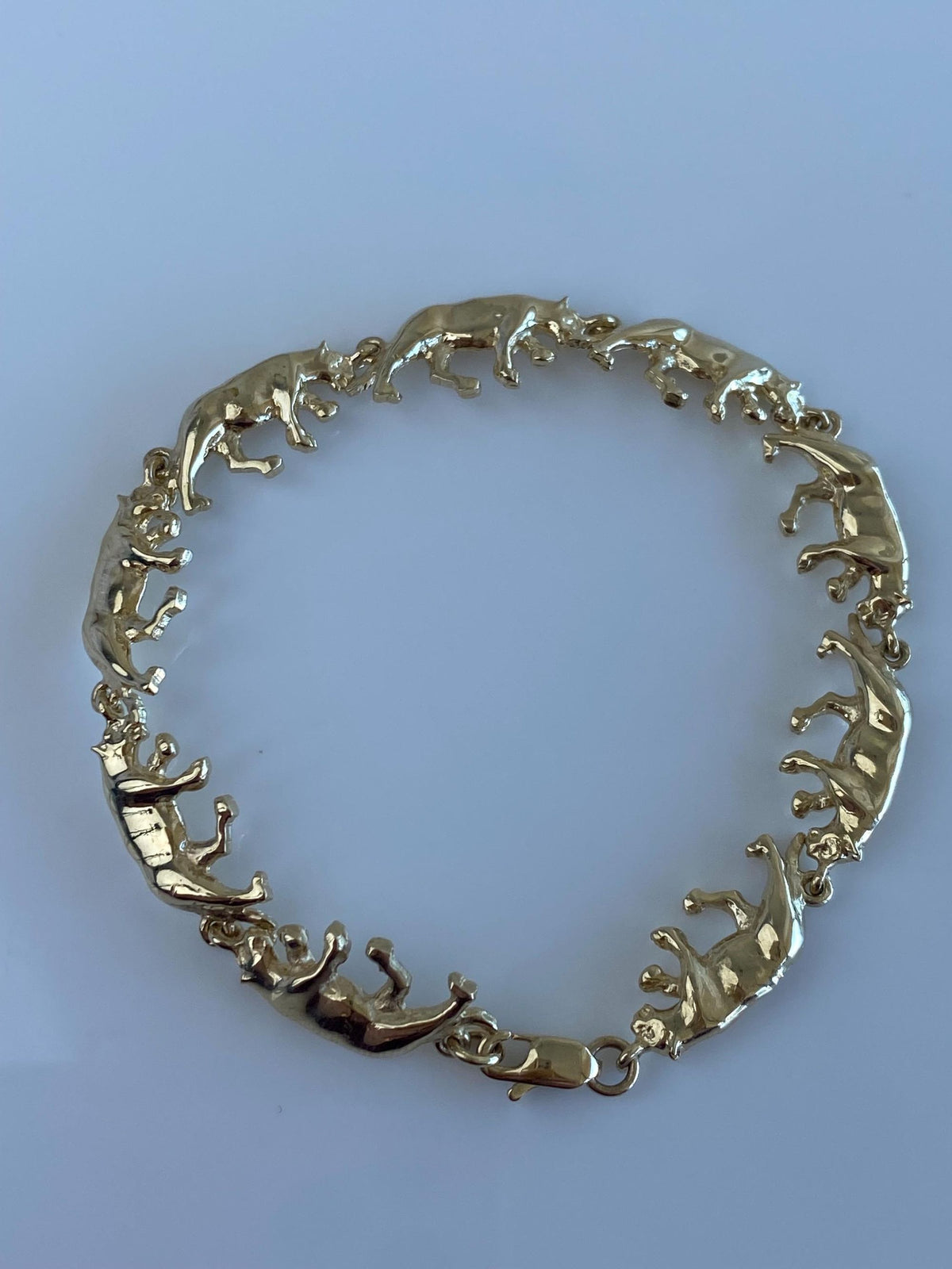 Solid 14k Yellow Gold Jaguar Link Bracelet - 7 inches