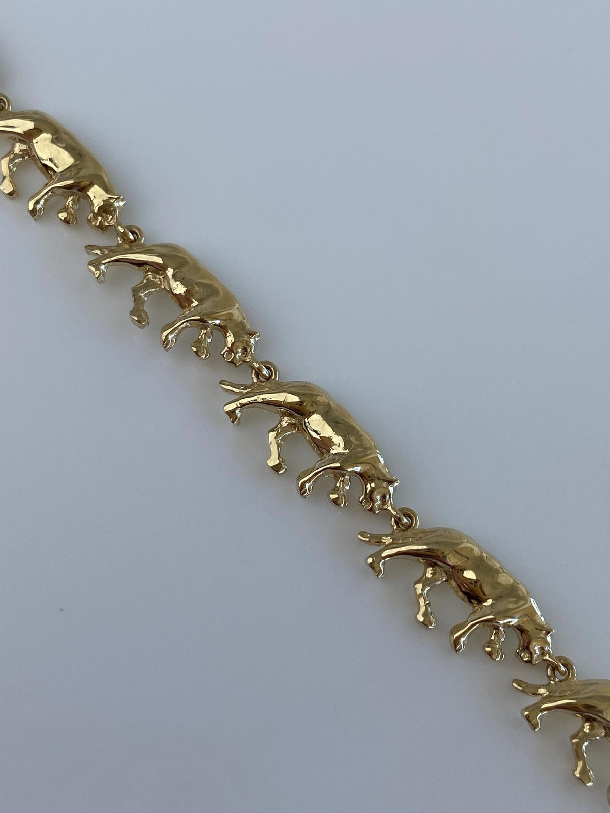 Solid 14k Yellow Gold Jaguar Link Bracelet - 7 inches